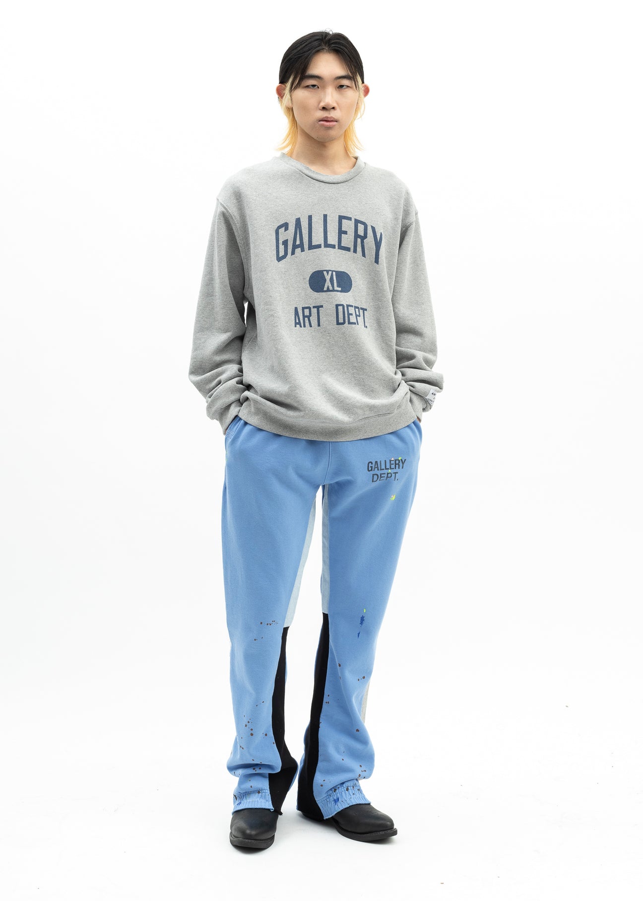 【GALLERY DEPT.】ART DEPT CREWNECK SWEATSHIRT Gallery Dept Heather Grey Blue Art Dept Crewneck – 017 Shop