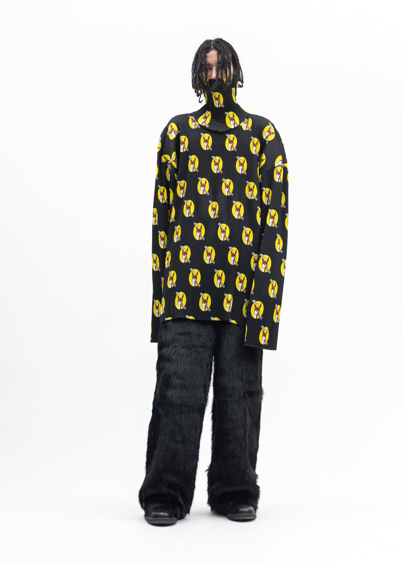 BLACK FAUX-FUR DEVIL PANTS – 017 Shop