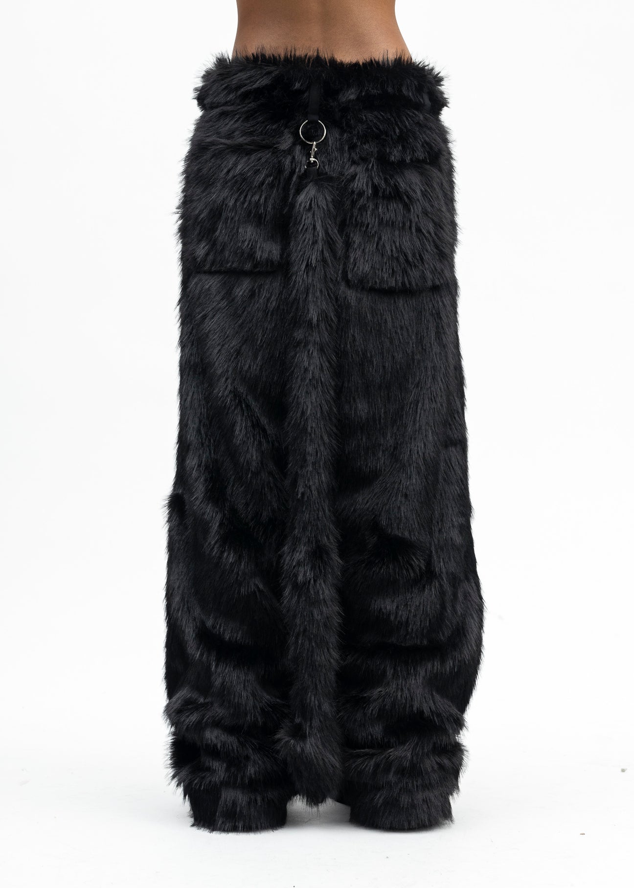 BLACK FAUX-FUR DEVIL PANTS – 017 Shop