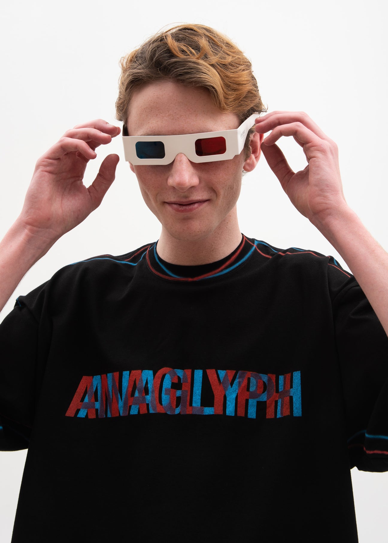 Black Anaglyph Hand-Painted T-Shirt – 017 Shop