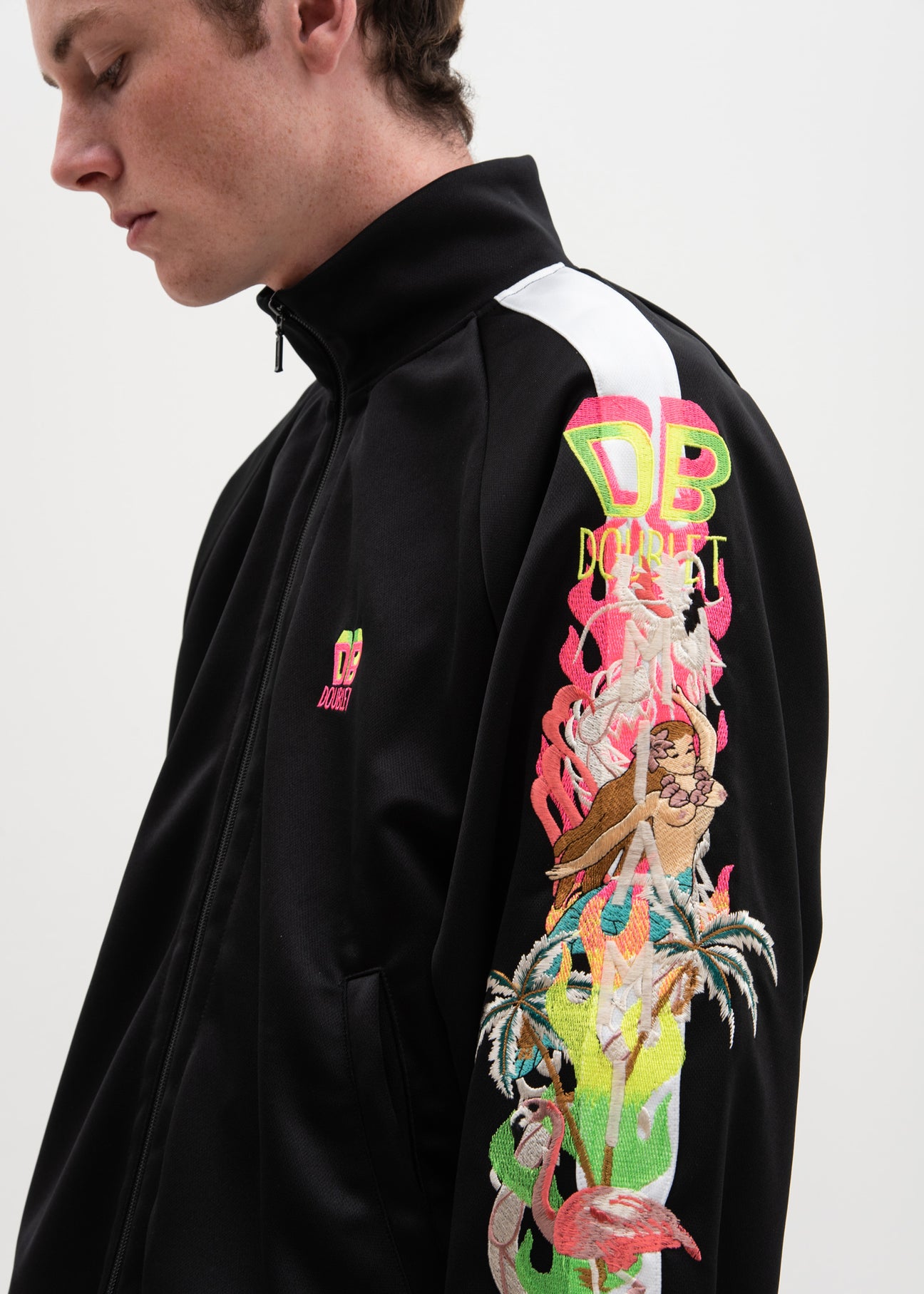 Black Chaos Embroidery Track Jacket – 017 Shop