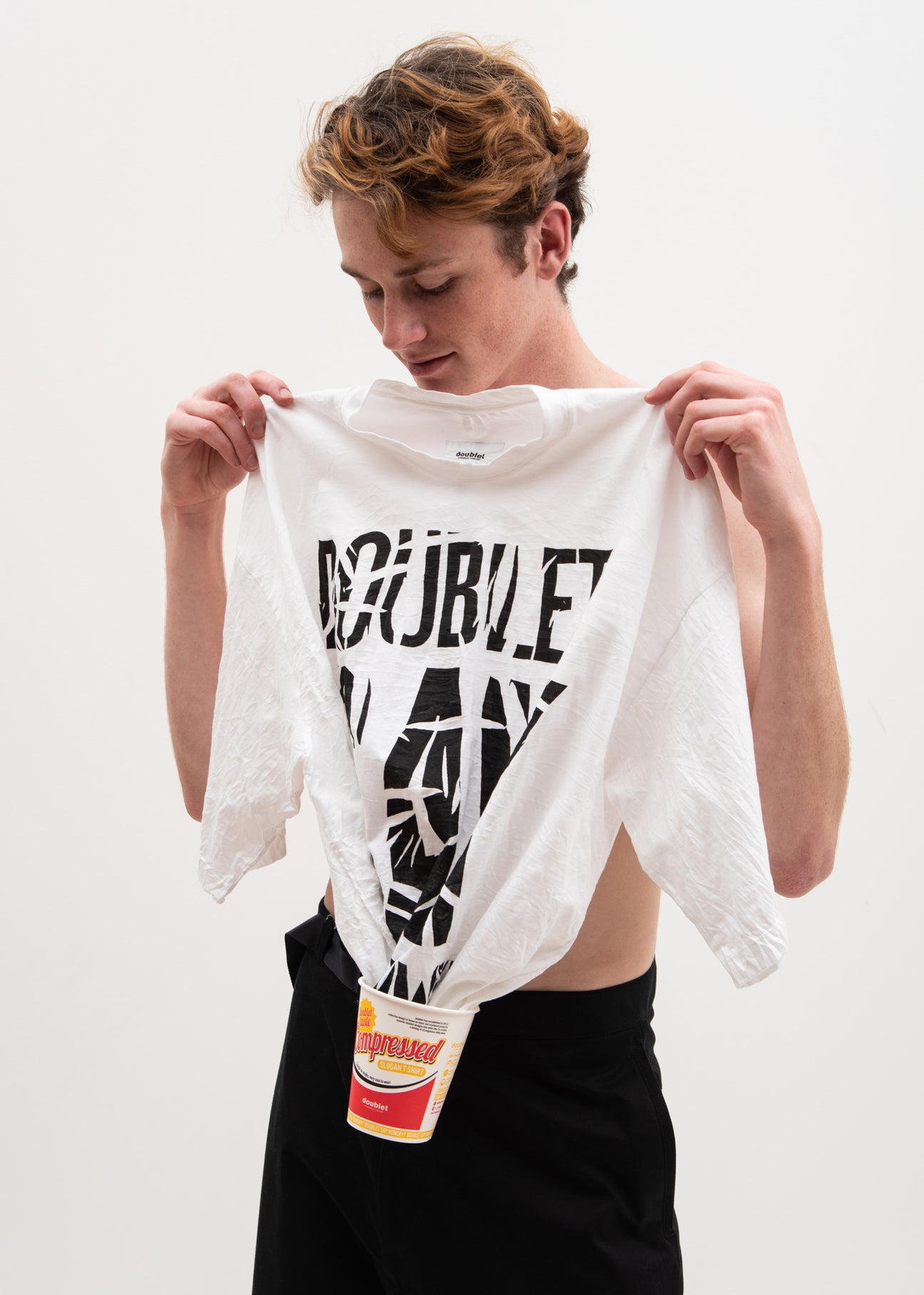 White Slogan T-Shirt in Instant Noodle Cup – 017 Shop