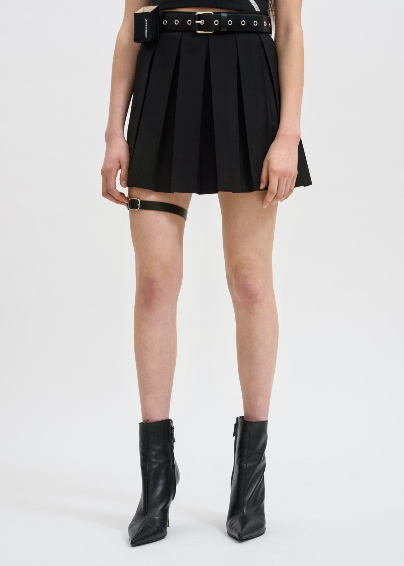 Black Pleated Skirt w Garter Belt