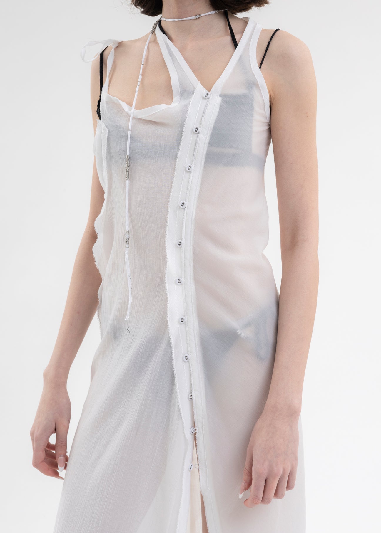WHITE STRAP LONG DRESS – 017 Shop