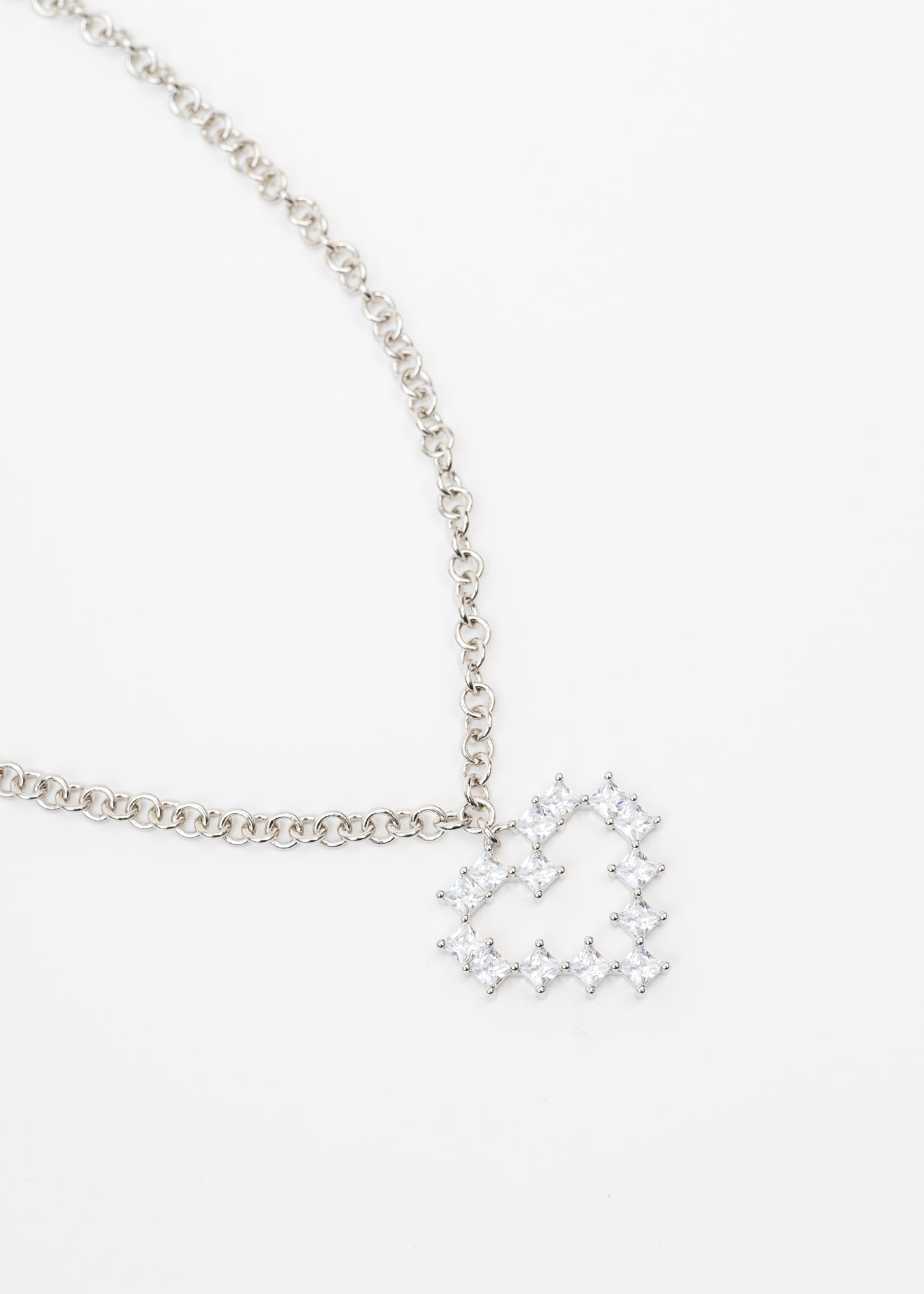Silver And Rhinestone Big Heart Necklace – 017 Shop