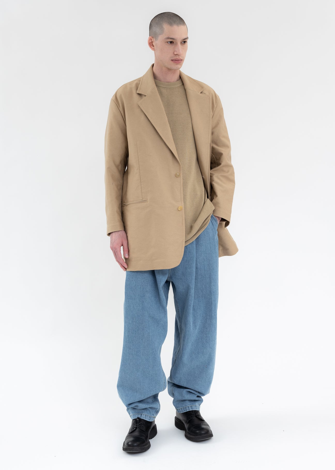 BLUE WASH PLEATED DENIM – 017 Shop