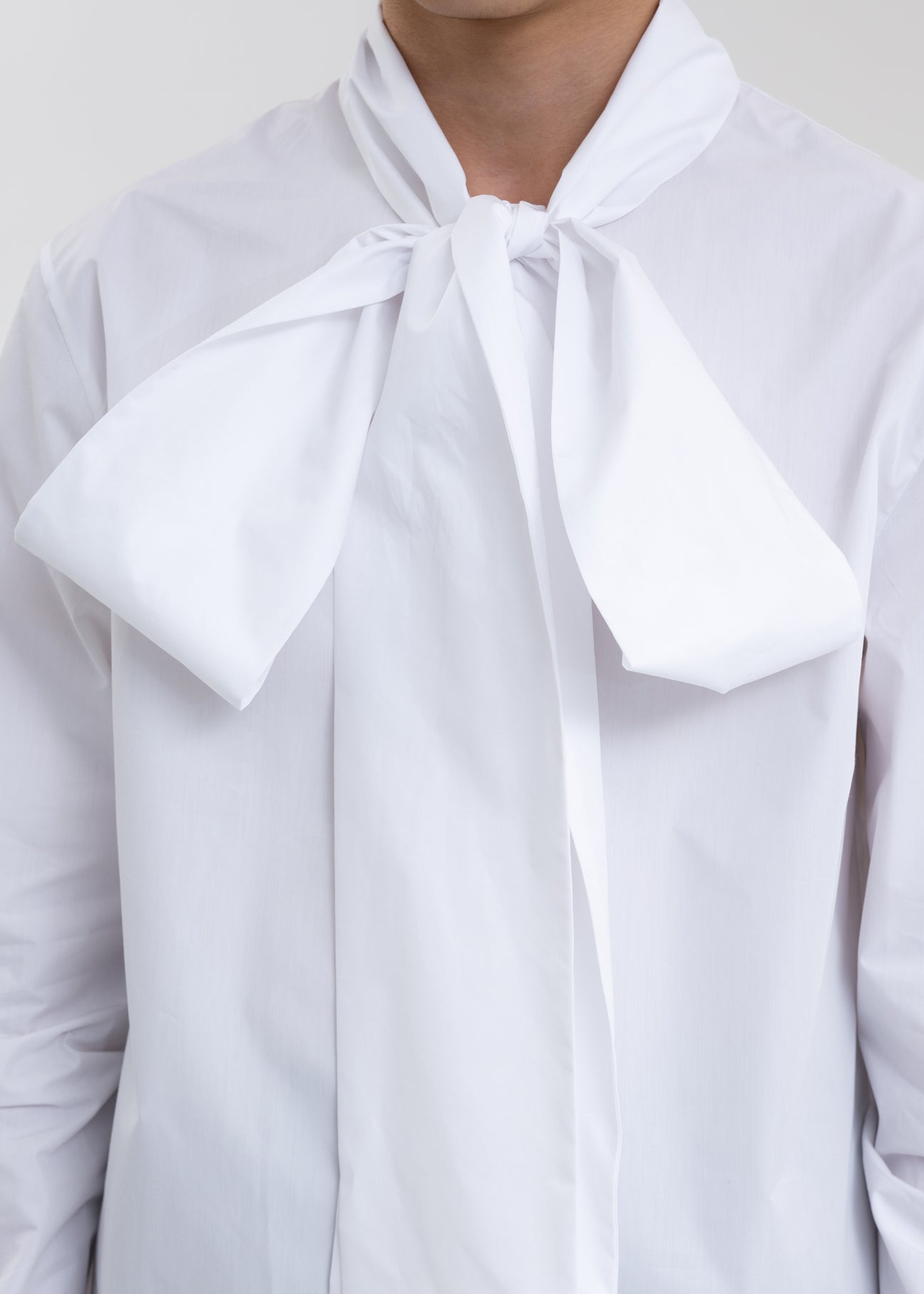 WHITE RIBBON COLLAR SHIRT – 017 Shop