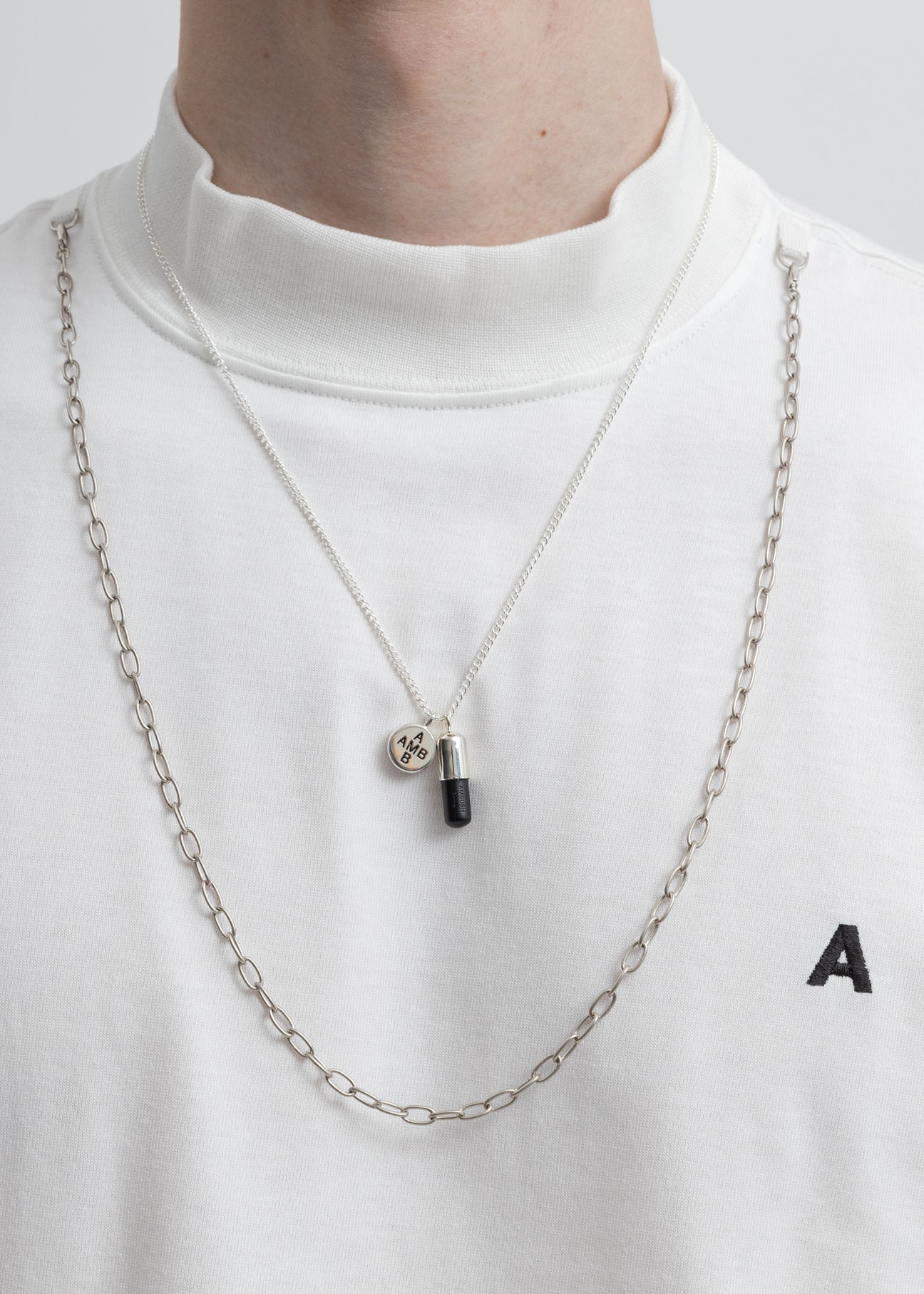 Silver & Black Pill Charm Necklace – 017 Shop