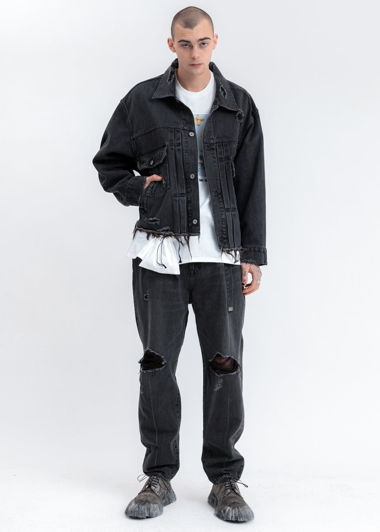 doublet　 DAMAGED SILK DENIM PANTS Black Damaged Silk Denim Pants – 017 Shop