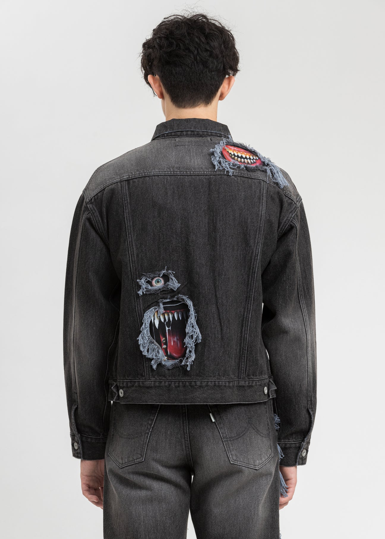 Black Recycle Denim Monster Repair Jacket – 017 Shop