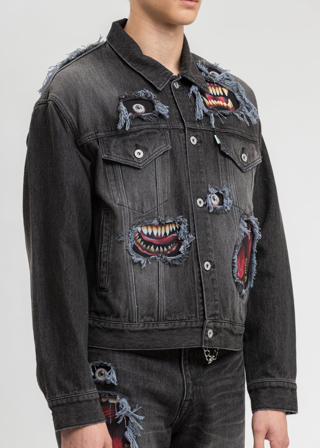 Black Recycle Denim Monster Repair Jacket – 017 Shop