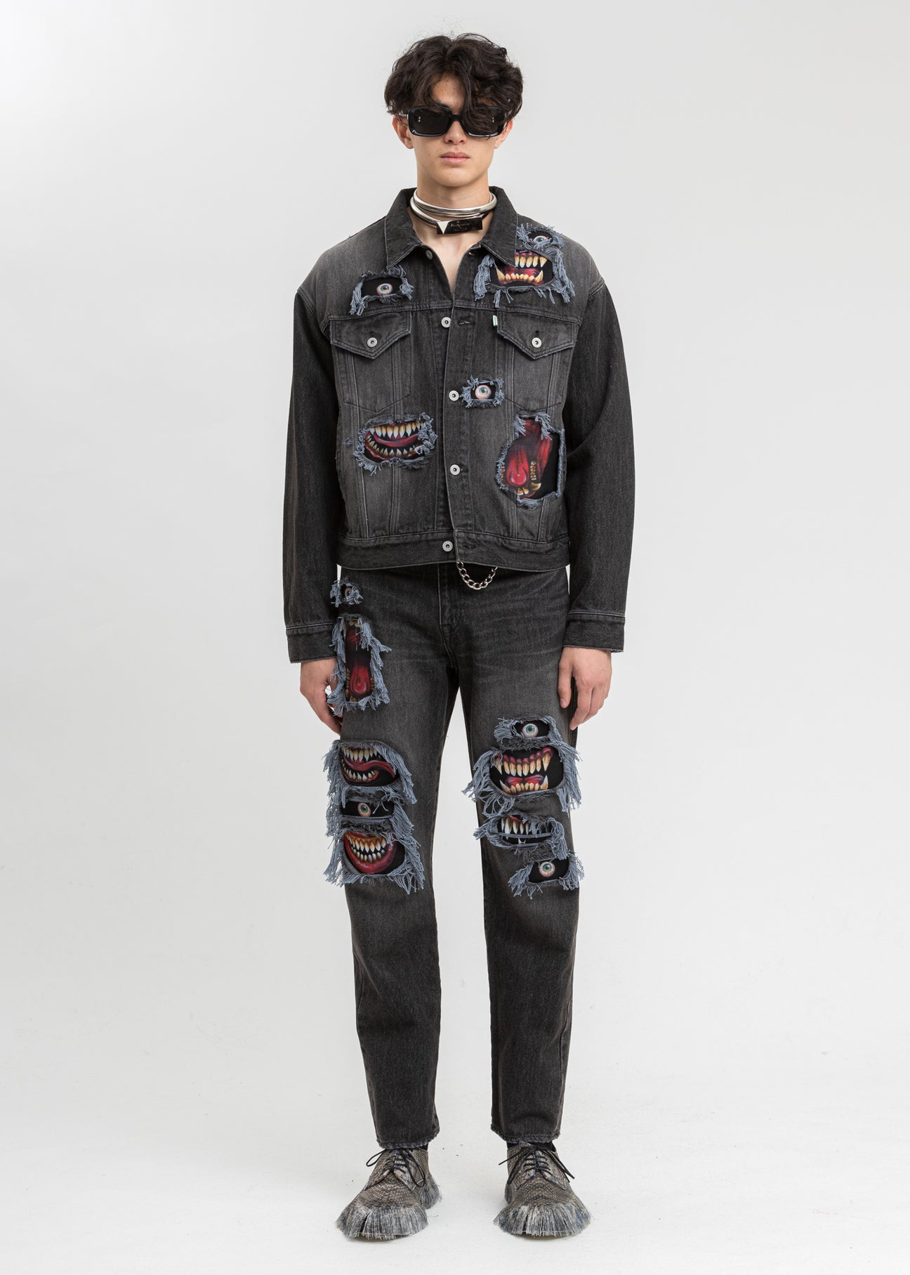 Black Recycle Denim Monster Repair Jacket – 017 Shop