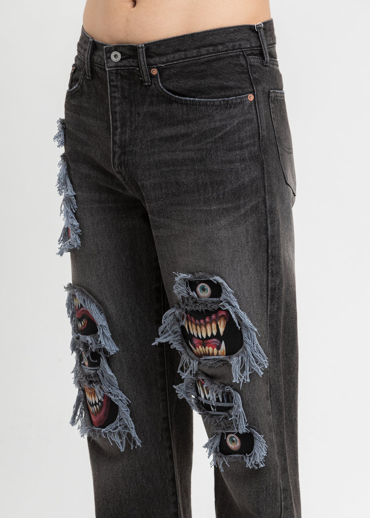 Black Recycle Denim Monster Repair Jeans – 017 Shop