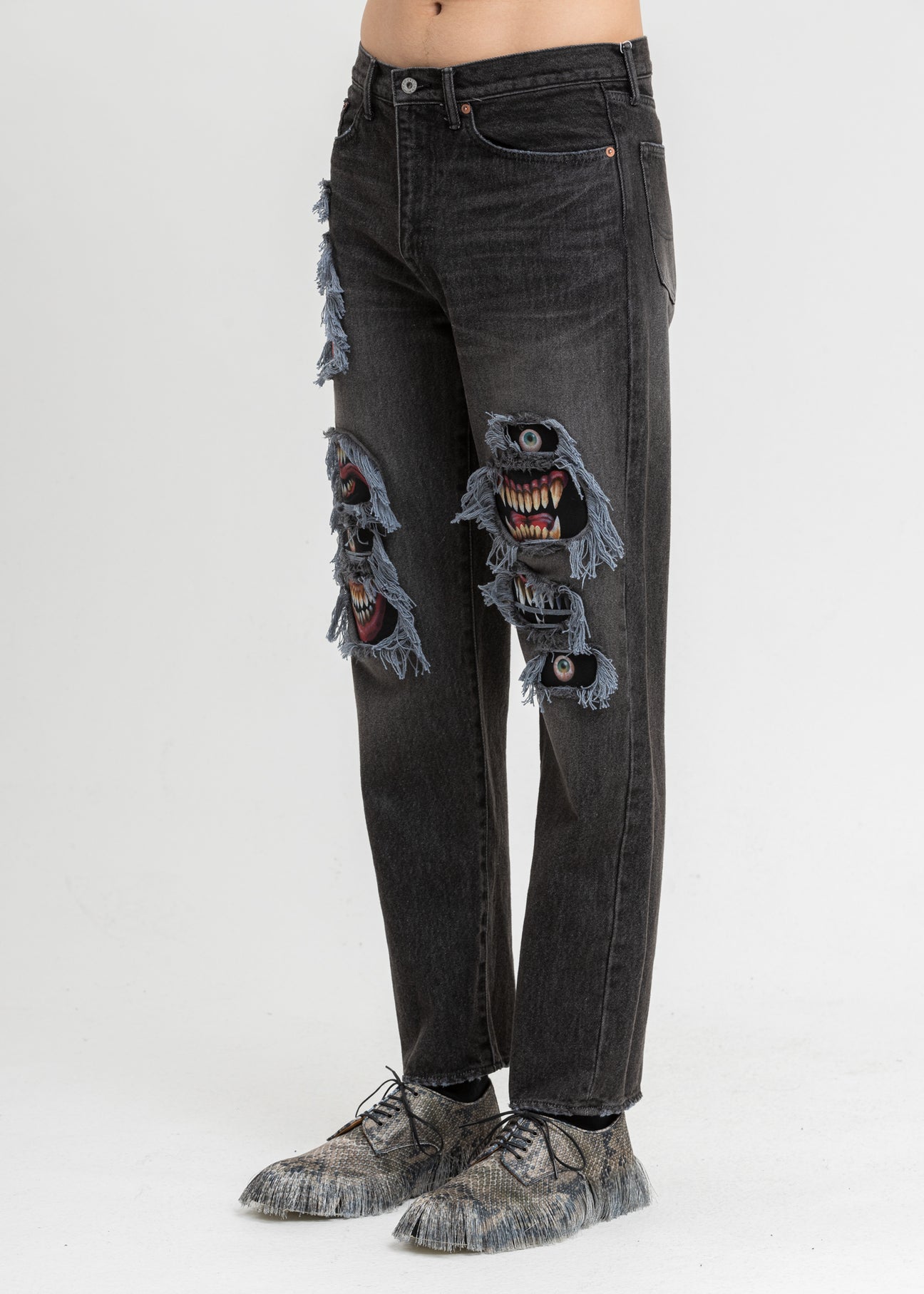 Black Recycle Denim Monster Repair Jeans – 017 Shop