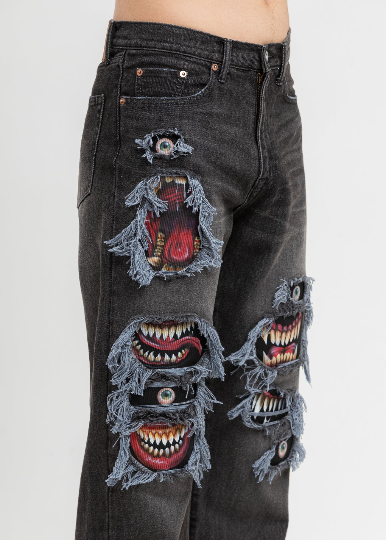 Black Recycle Denim Monster Repair Jeans – 017 Shop