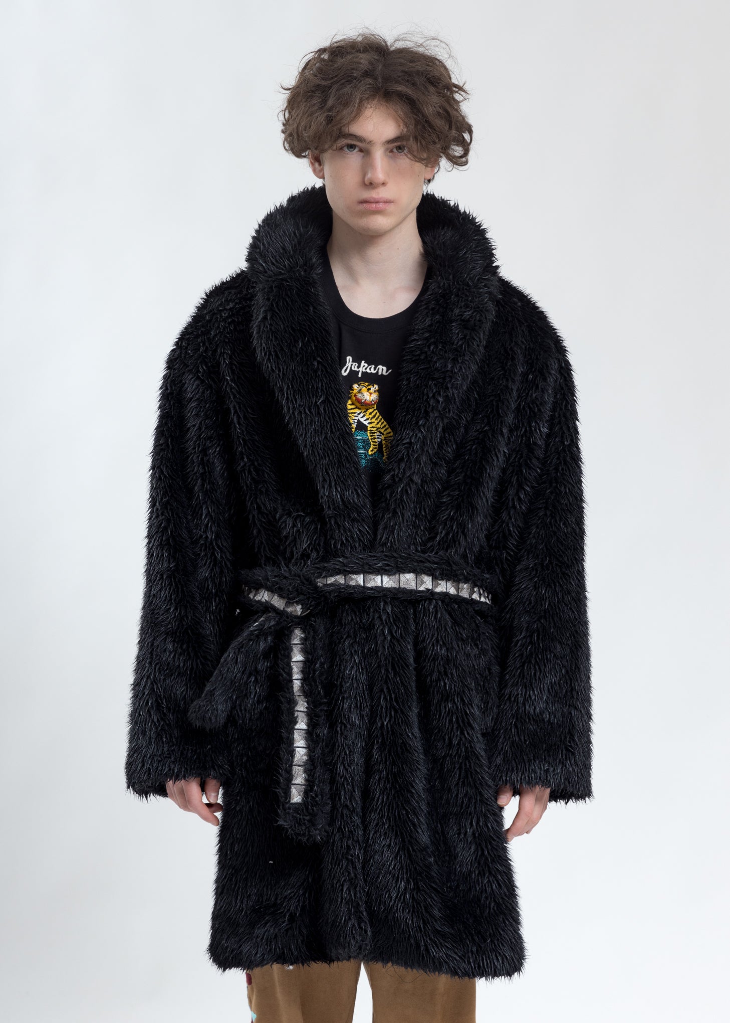 Black Spike Fur Long Coat – 017 Shop