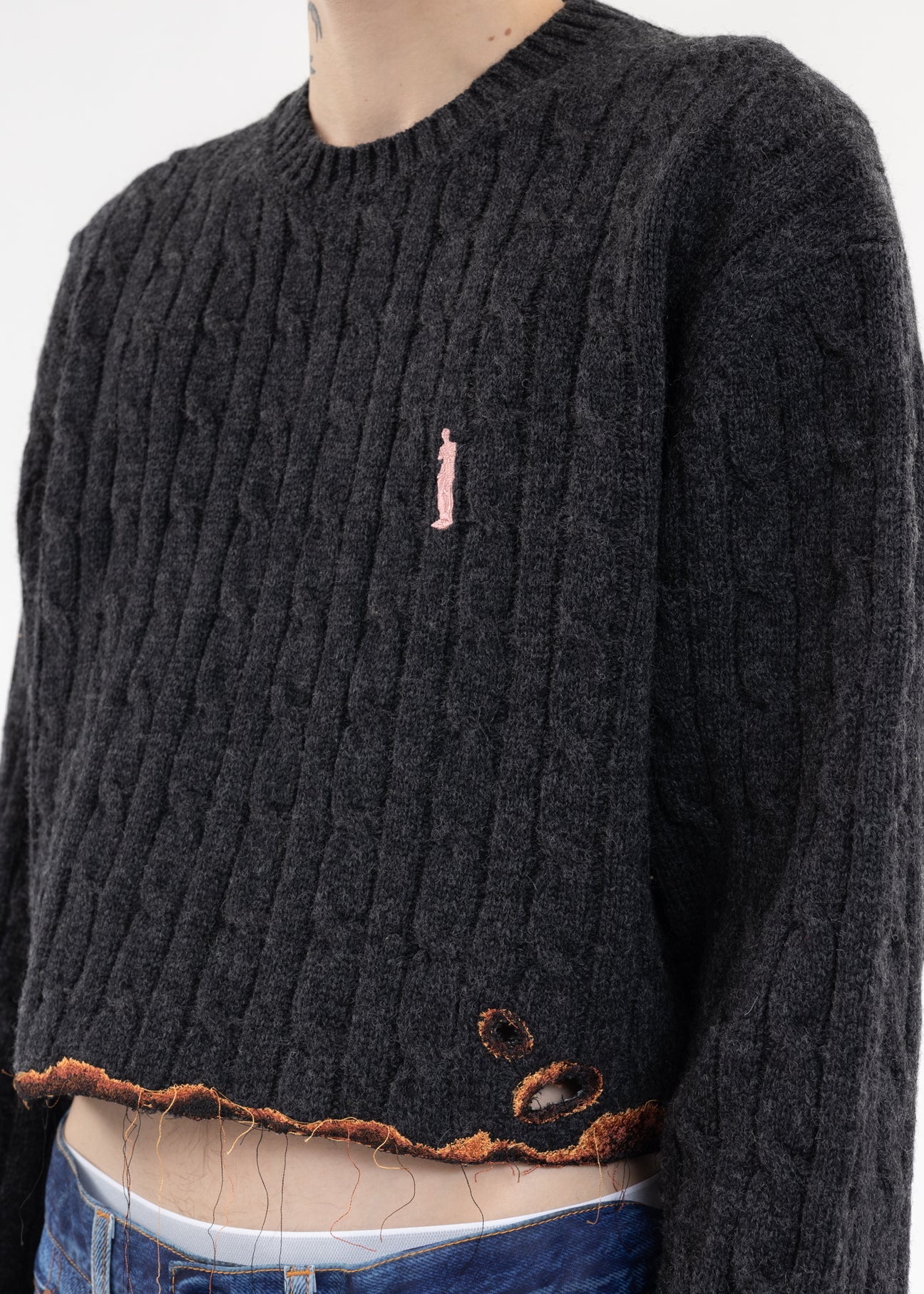 トップス doublet BURNING EMBROIDERY KNIT PULLOVER doublet BURNING EMBROIDERY KNIT PULLOVER