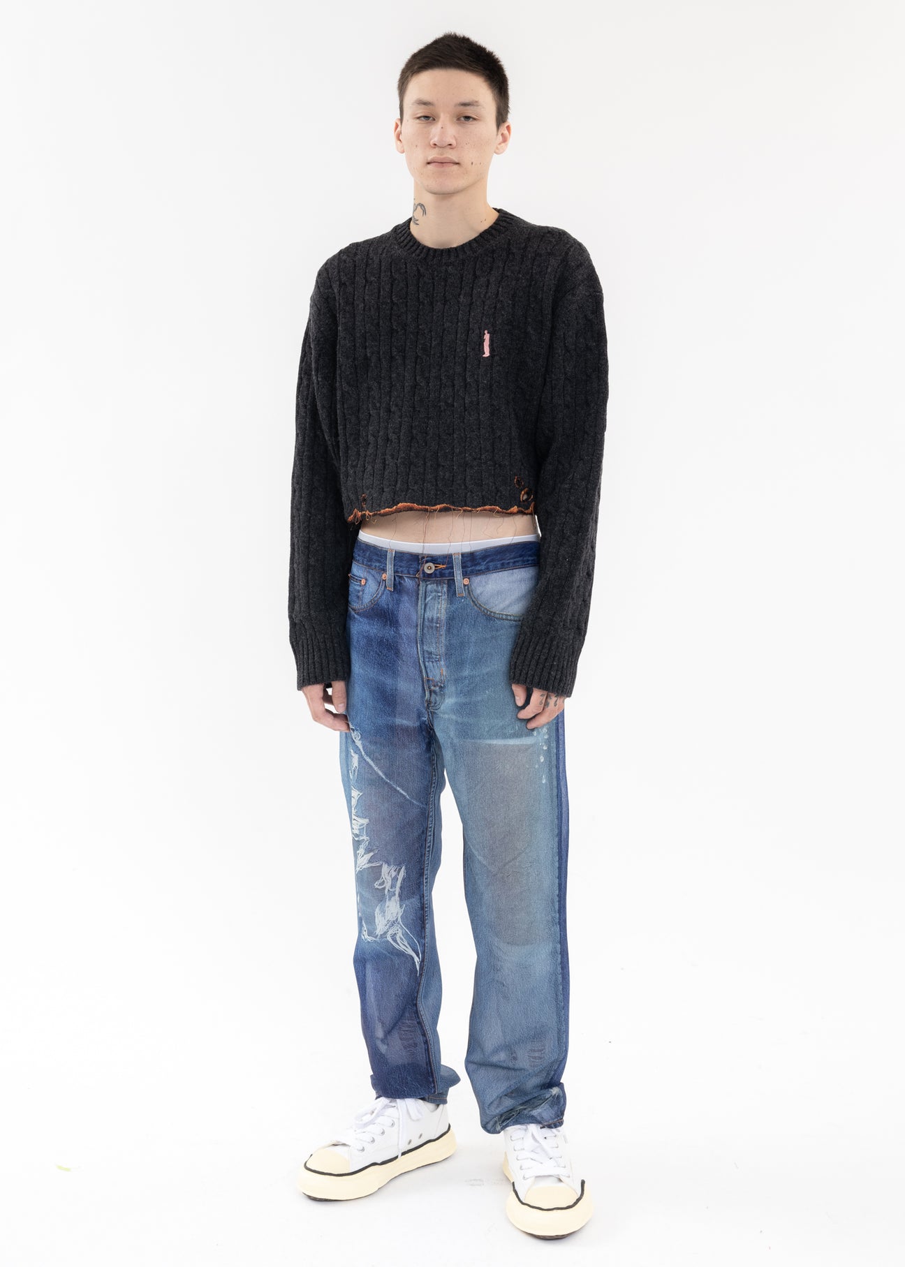 トップス doublet BURNING EMBROIDERY KNIT PULLOVER doublet BURNING EMBROIDERY KNIT PULLOVER
