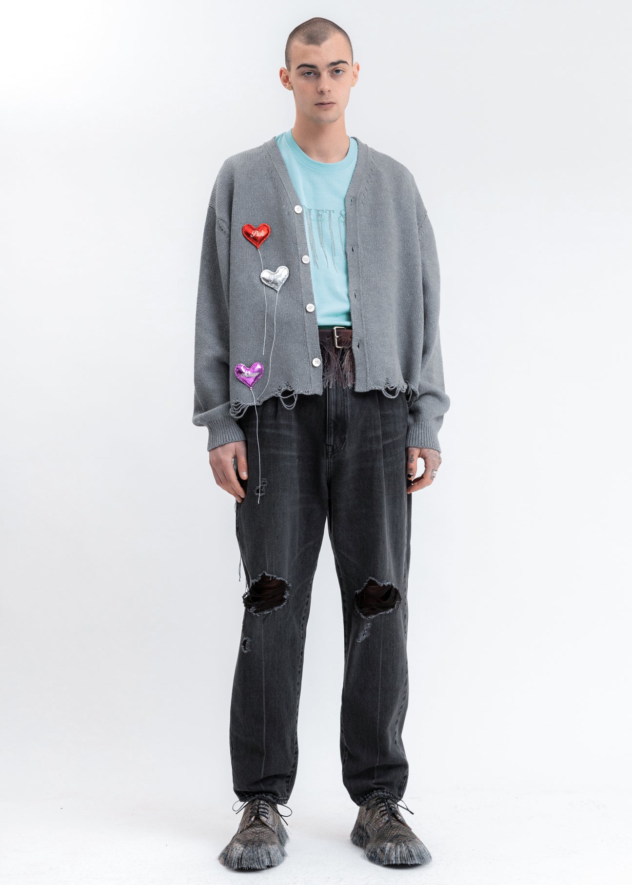 Black Damaged Silk Denim Pants – 017 Shop