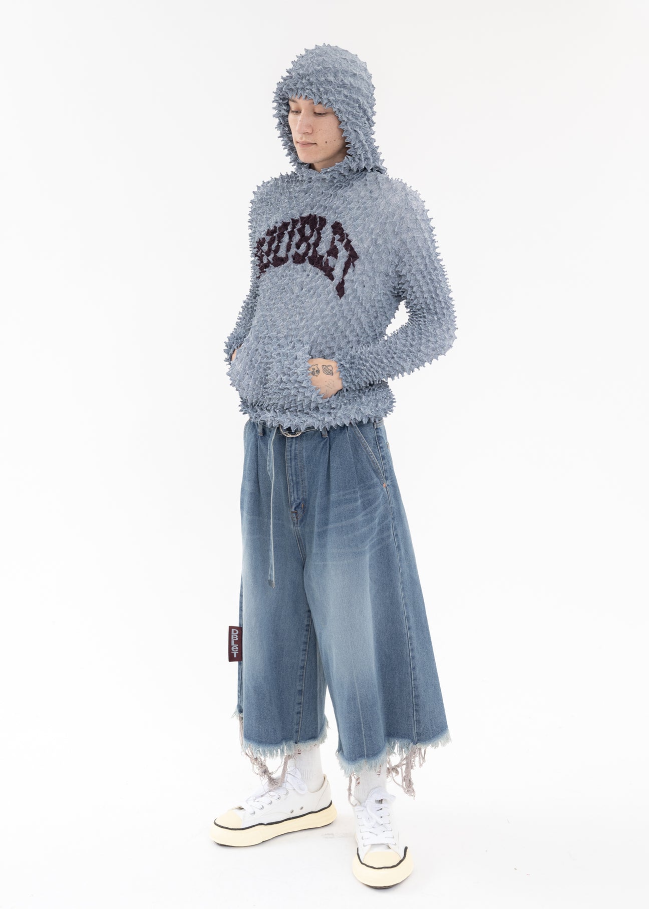 Grey “SHIBORI” COLLEGE LOGO PRINT HOODIE – 017 Shop