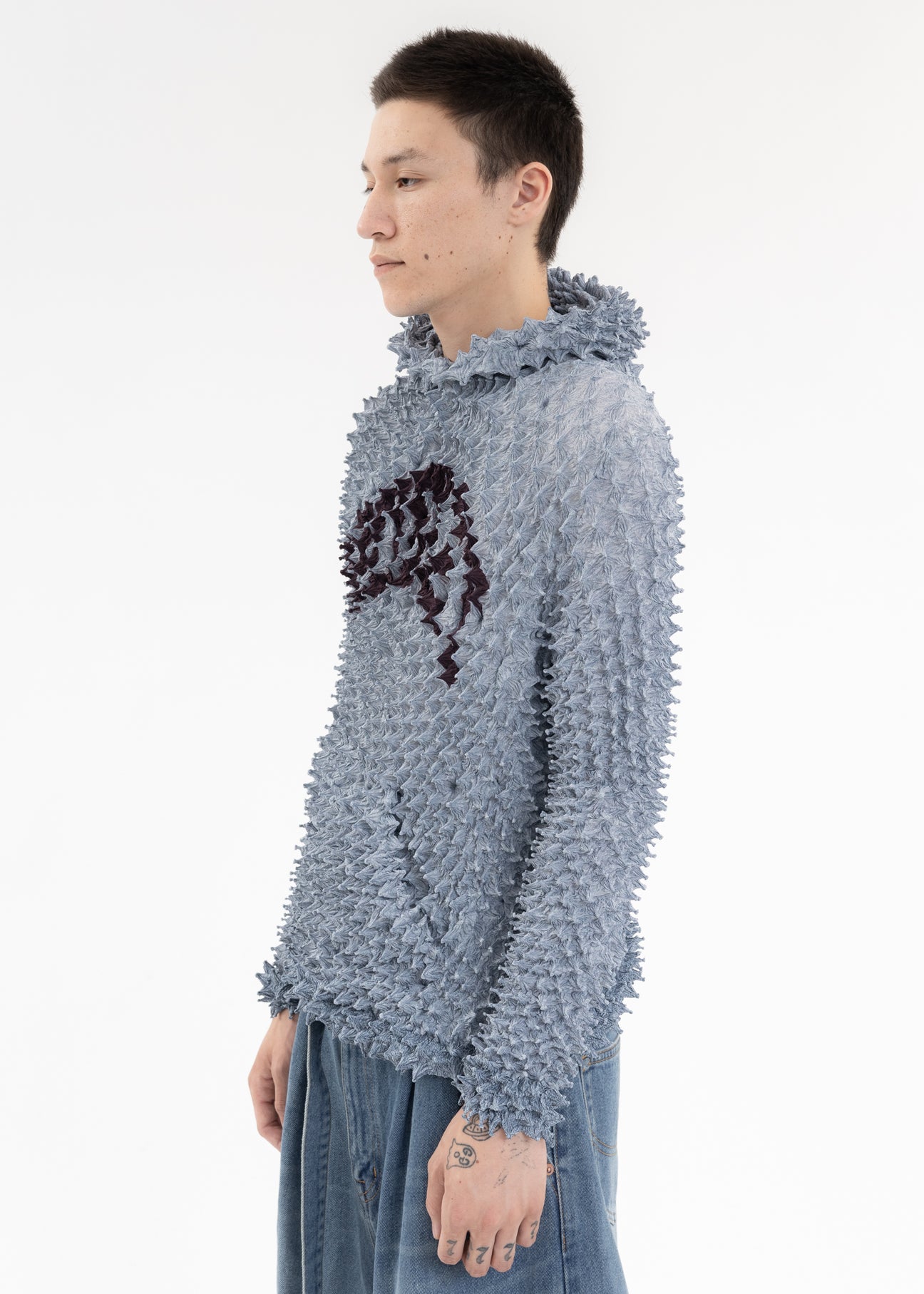 Grey “SHIBORI” COLLEGE LOGO PRINT HOODIE – 017 Shop