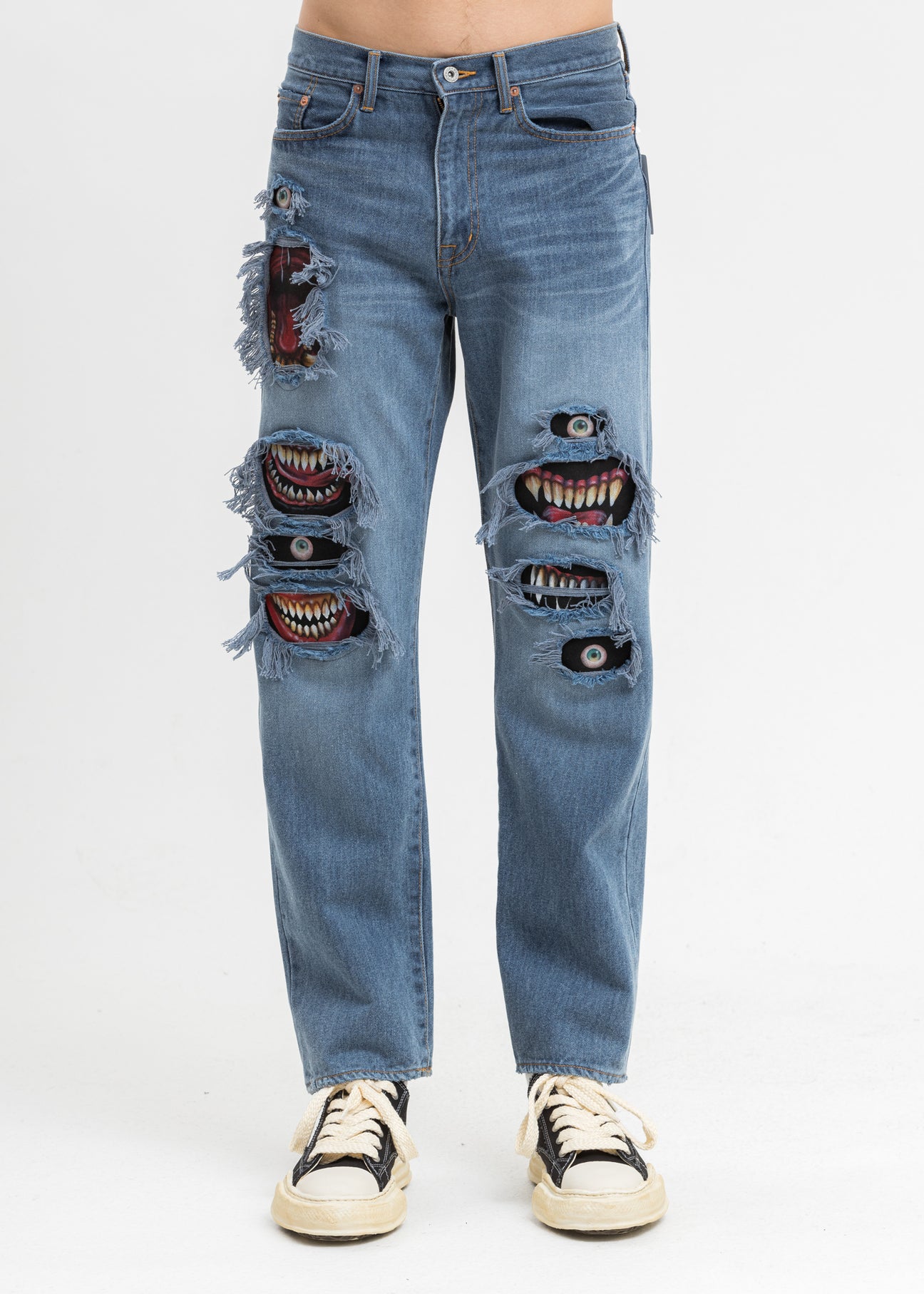 Indigo Recycle Denim Monster Repair Jeans – 017 Shop