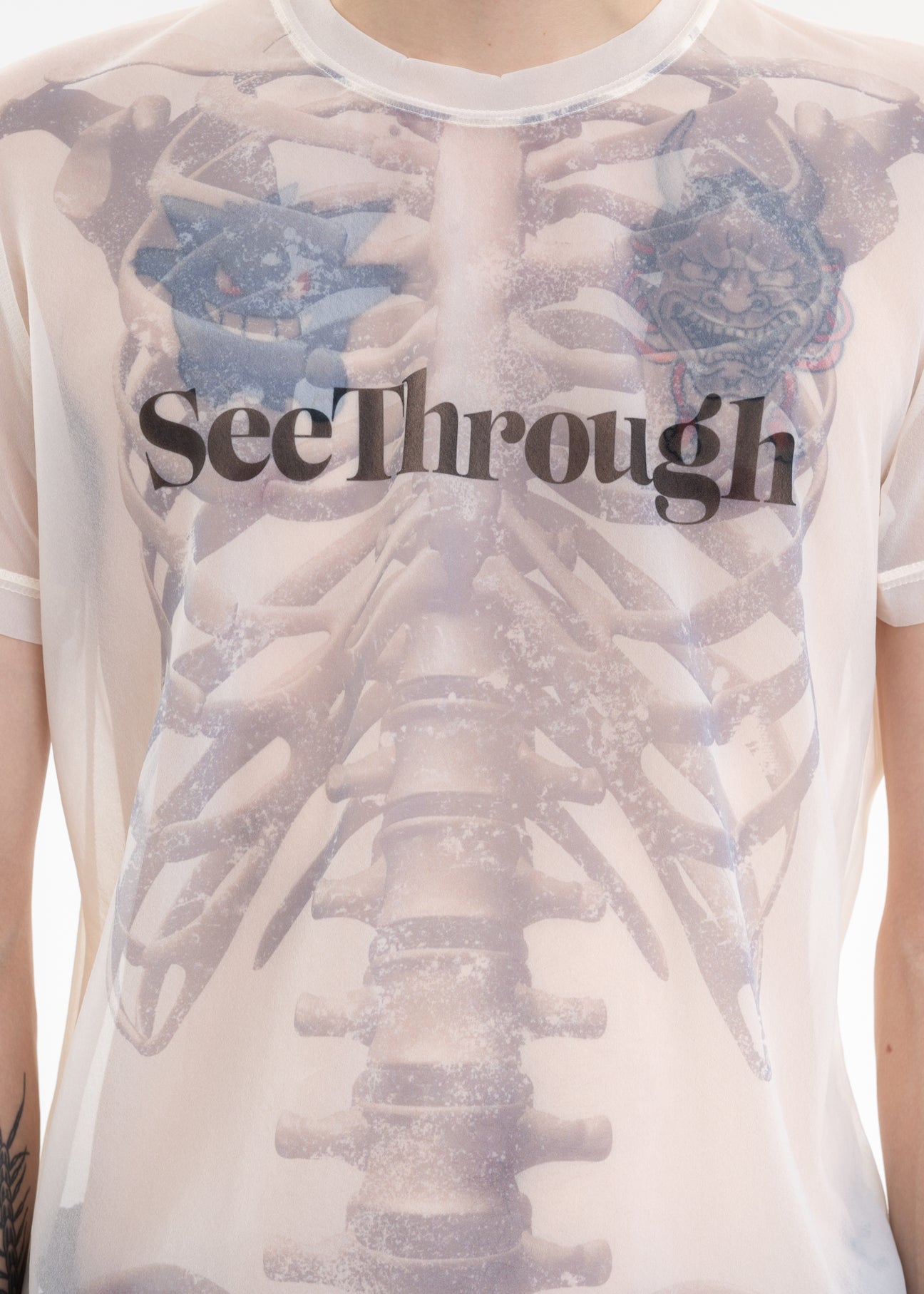 Ivory SEE-THROUGH PRINT T-SHIRT – 017 Shop