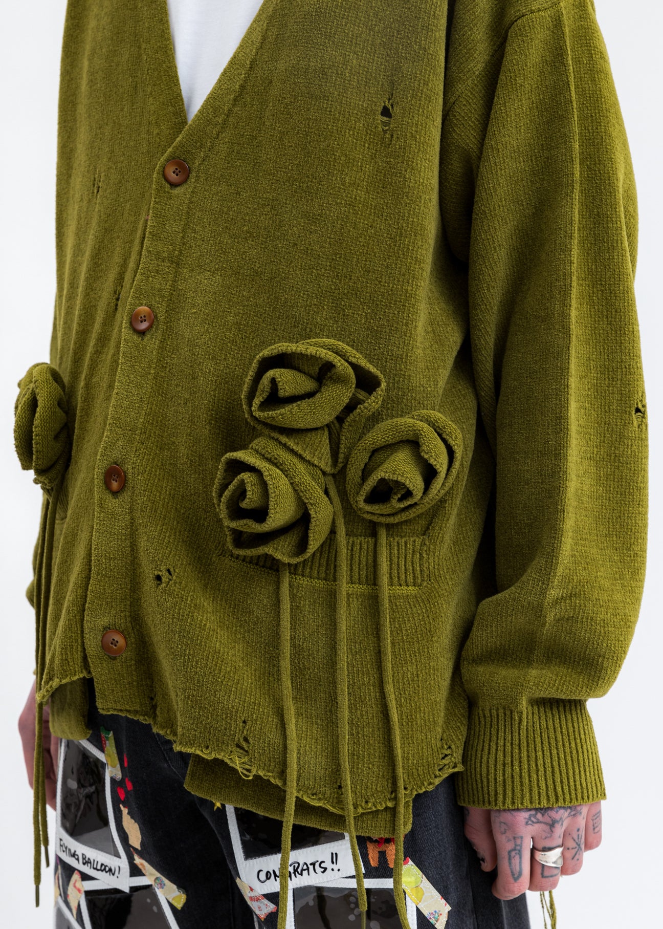 Moss Green Flower Corsage Cardigan – 017 Shop