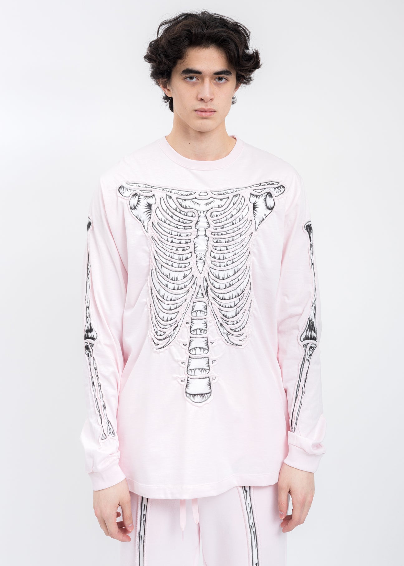 Pink SKULL SHIRRING EMBROIDERY LONG SLEEVE T-Shirt – 017 Shop