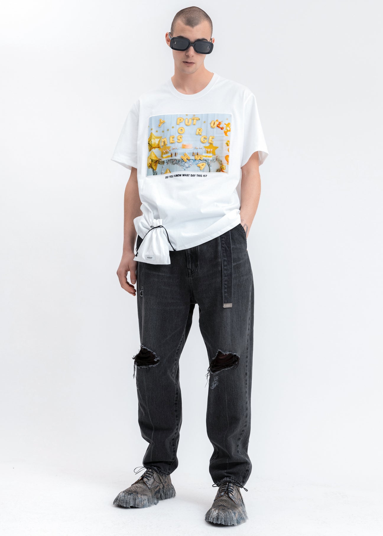 Black Damaged Silk Denim Pants – 017 Shop