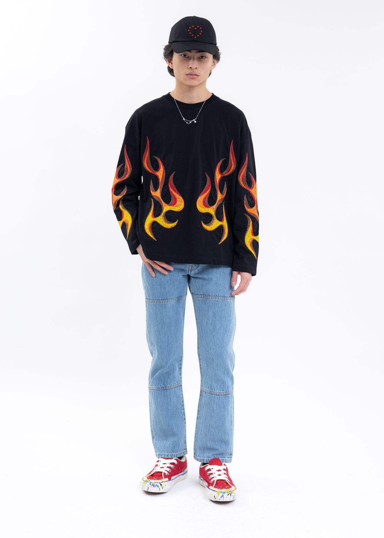 Black SPIRIT FLAMING LS T-Shirt – 017 Shop