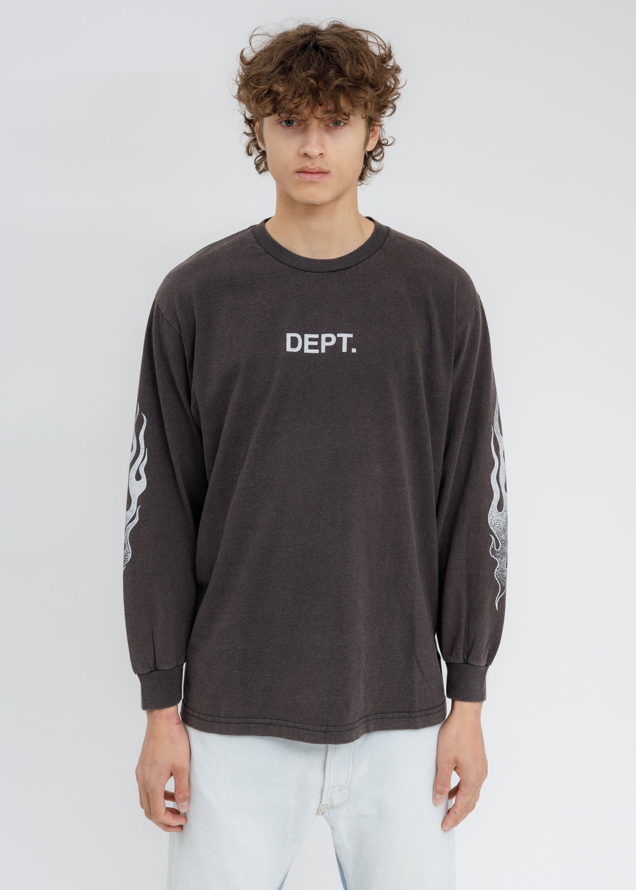 Black DEPT FLAMES Long Sleeves T-Shirt – 017 Shop
