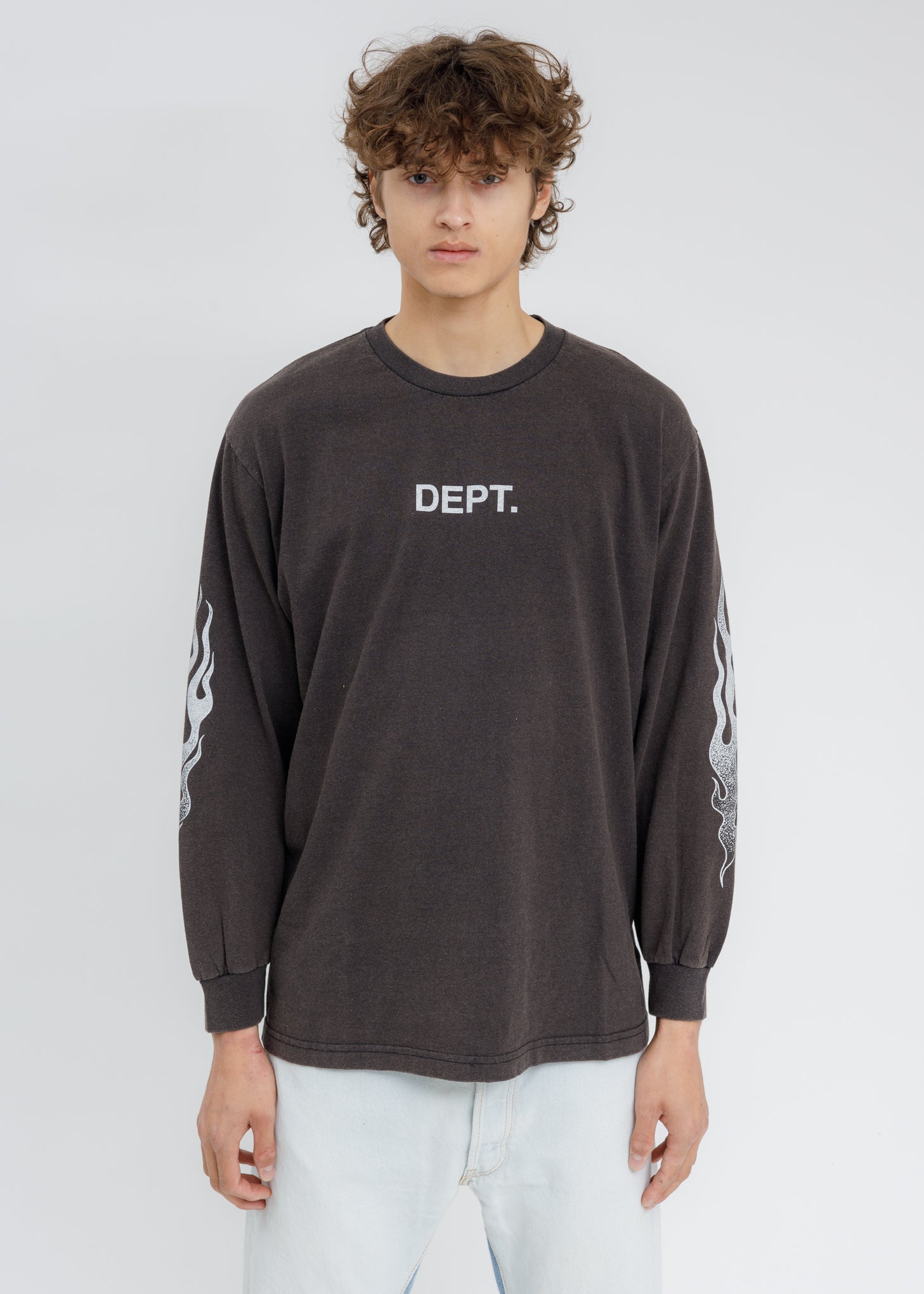 Black DEPT FLAMES Long Sleeves T-Shirt – 017 Shop
