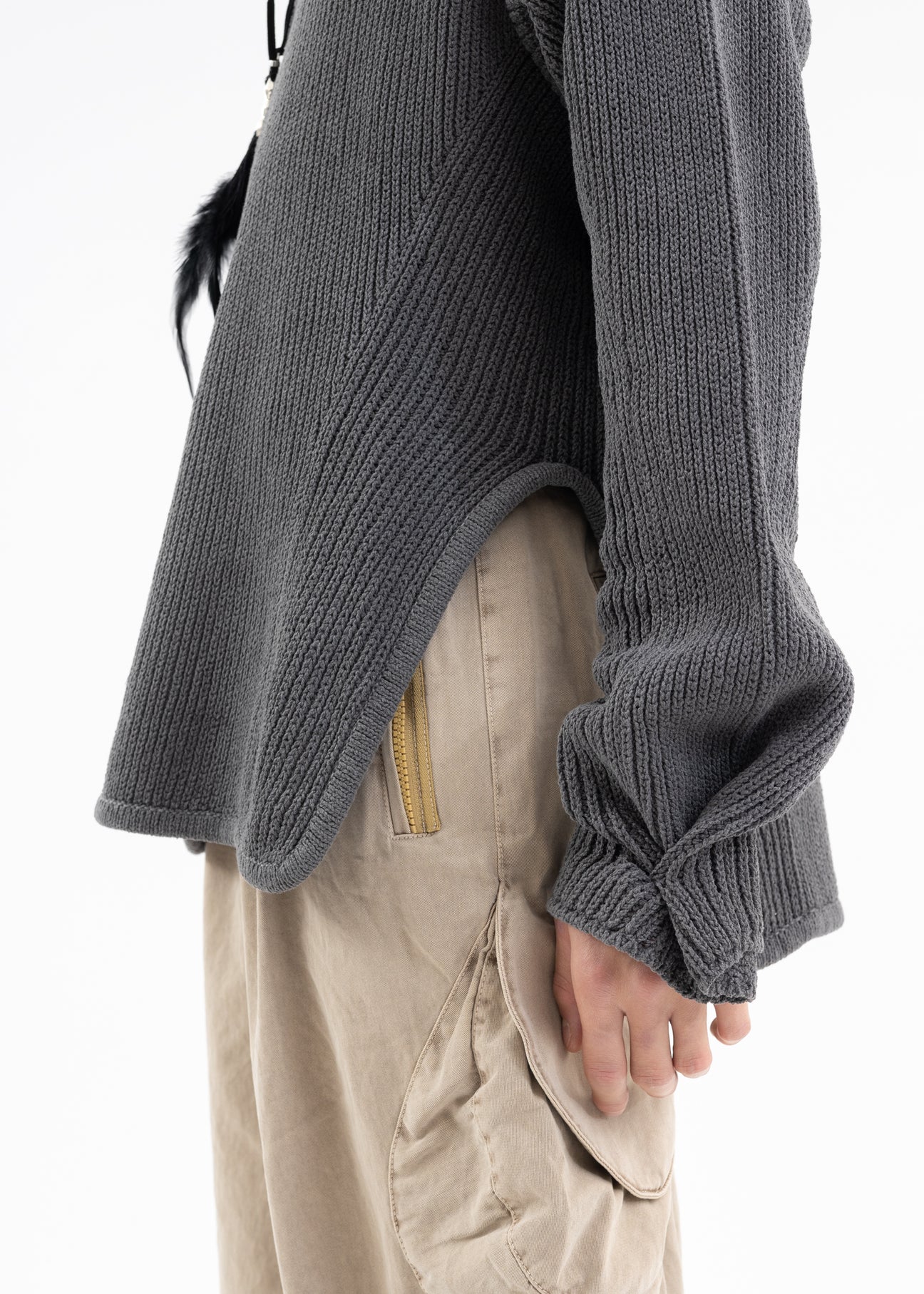 【CTHY】HIGH-END OVERSIZE KNIT（Size2） Textured Oversized Knit Hoodie