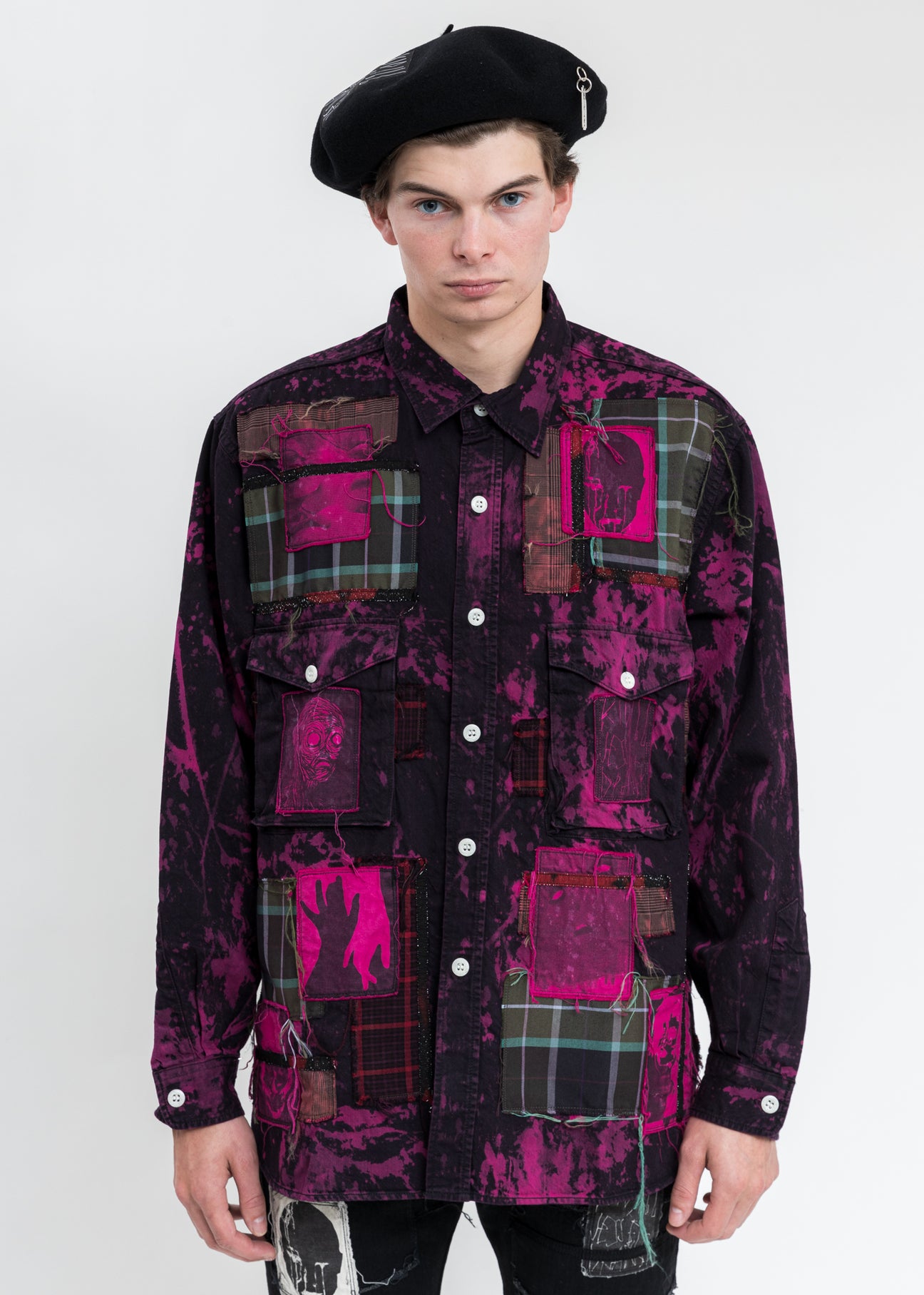 Black And Pink KIDILL × EDWIN Patch Denim Shirts – 017 Shop