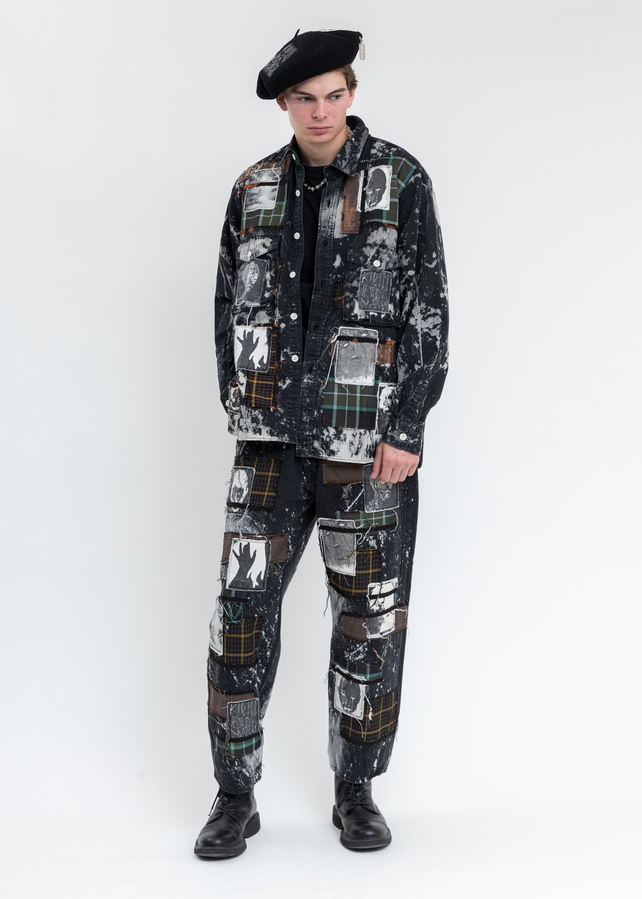 Patch Katana Wide Pants KIDILL × EDWIN Black And White KIDILL × EDWIN Patch Katana Wide Pants – 017 Shop