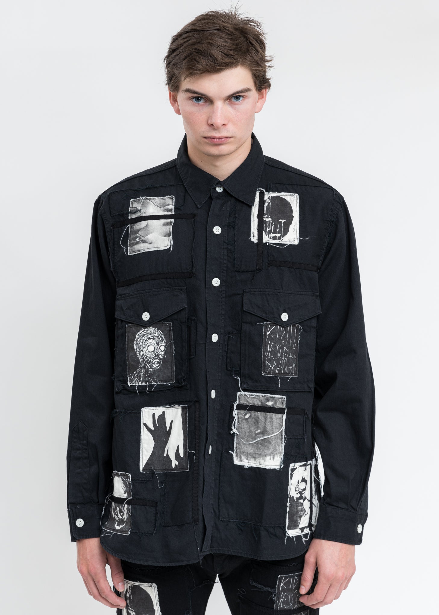 Black KIDILL × EDWIN Patch Denim Shirts