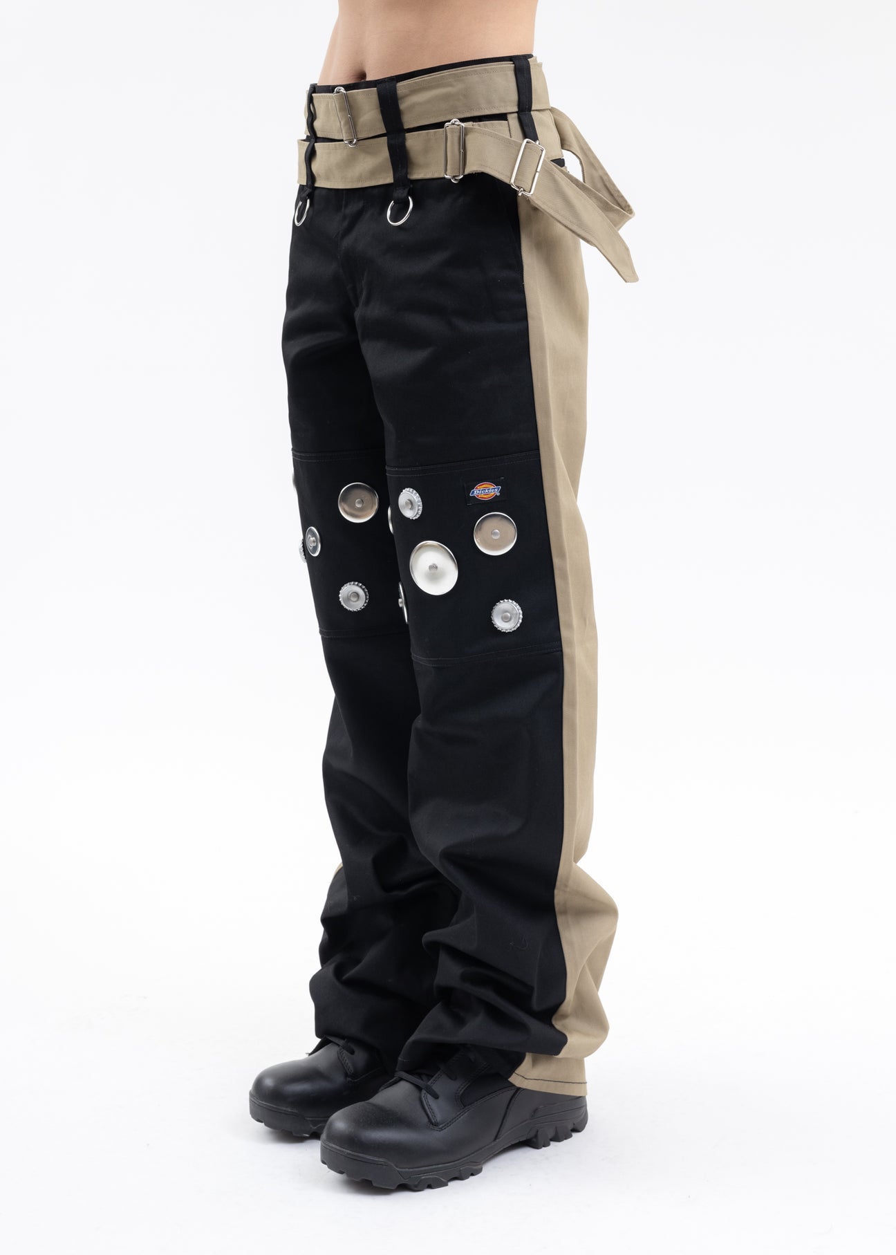 Black X Khaki KIDILL × Dickies Metal Badges Pants – 017 Shop
