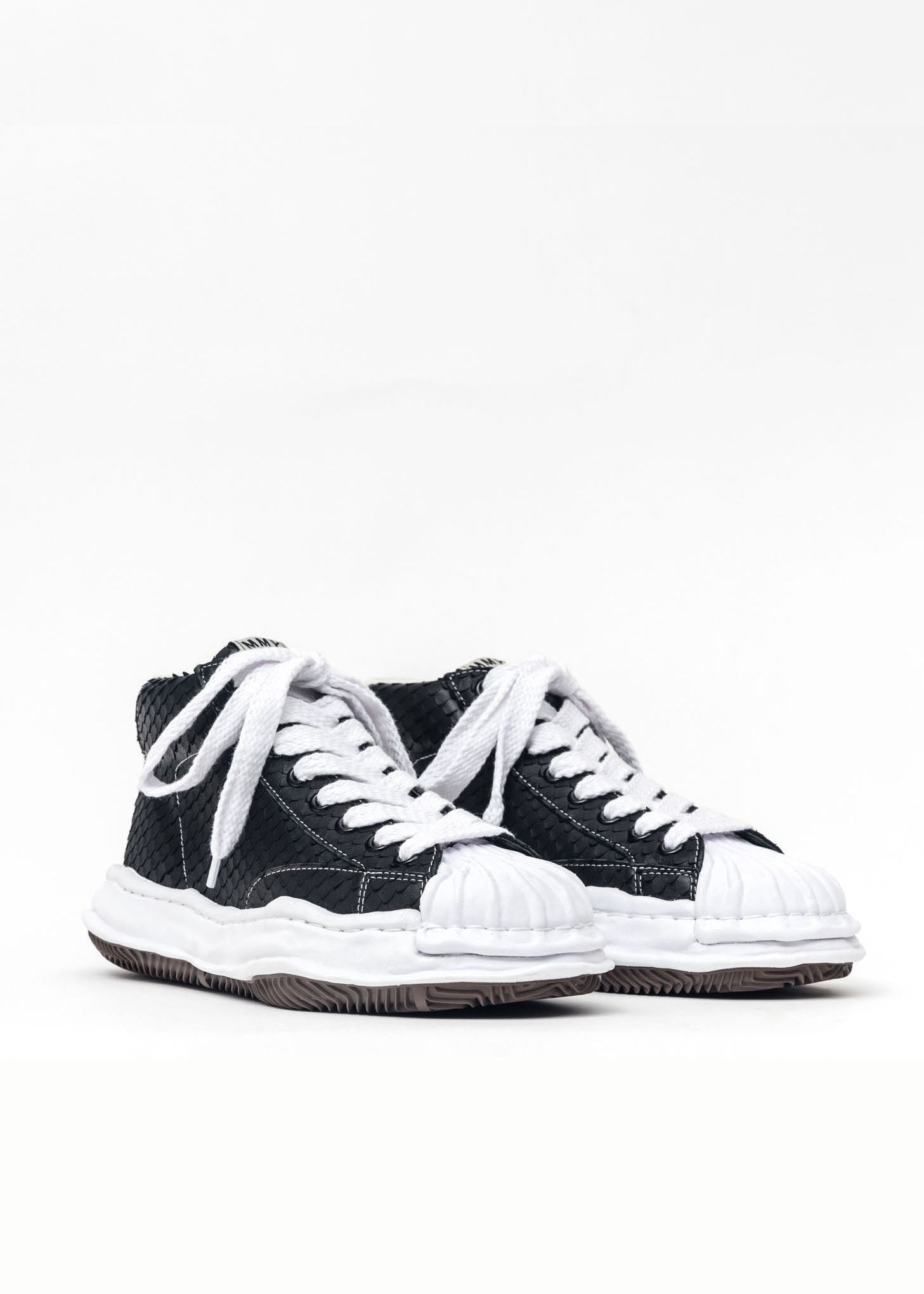 Black Original Shell Toe Sole Leather Hightop Sneaker (Python) – 017 Shop
