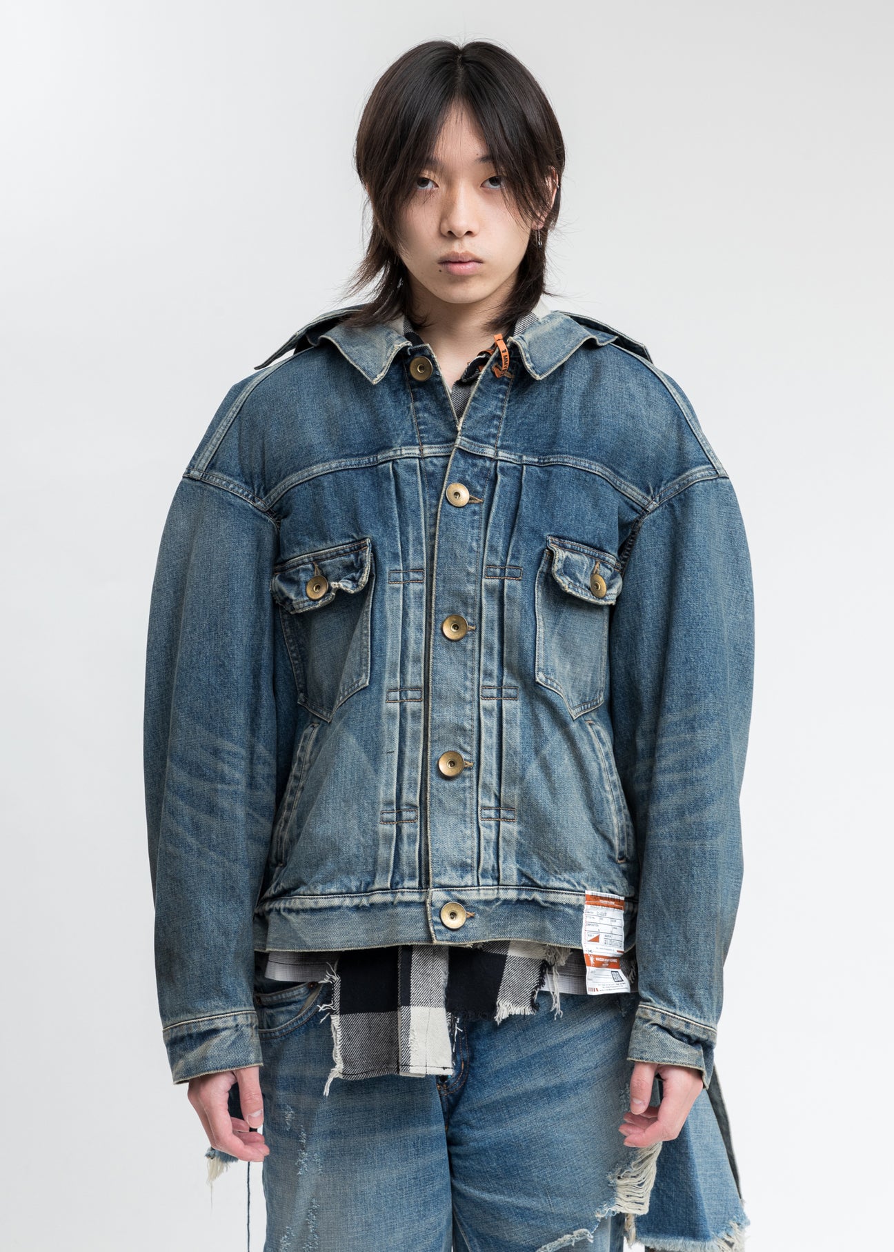 メンズ KIDILL LAYERD DENIM JACKET インディゴ