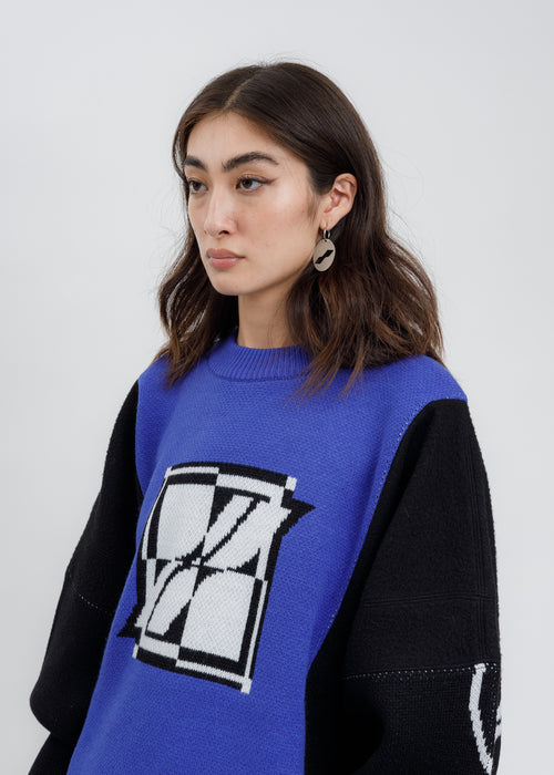 Black Raglan Sweater With Blue Sleeves By Noa Rawitz Women's Black