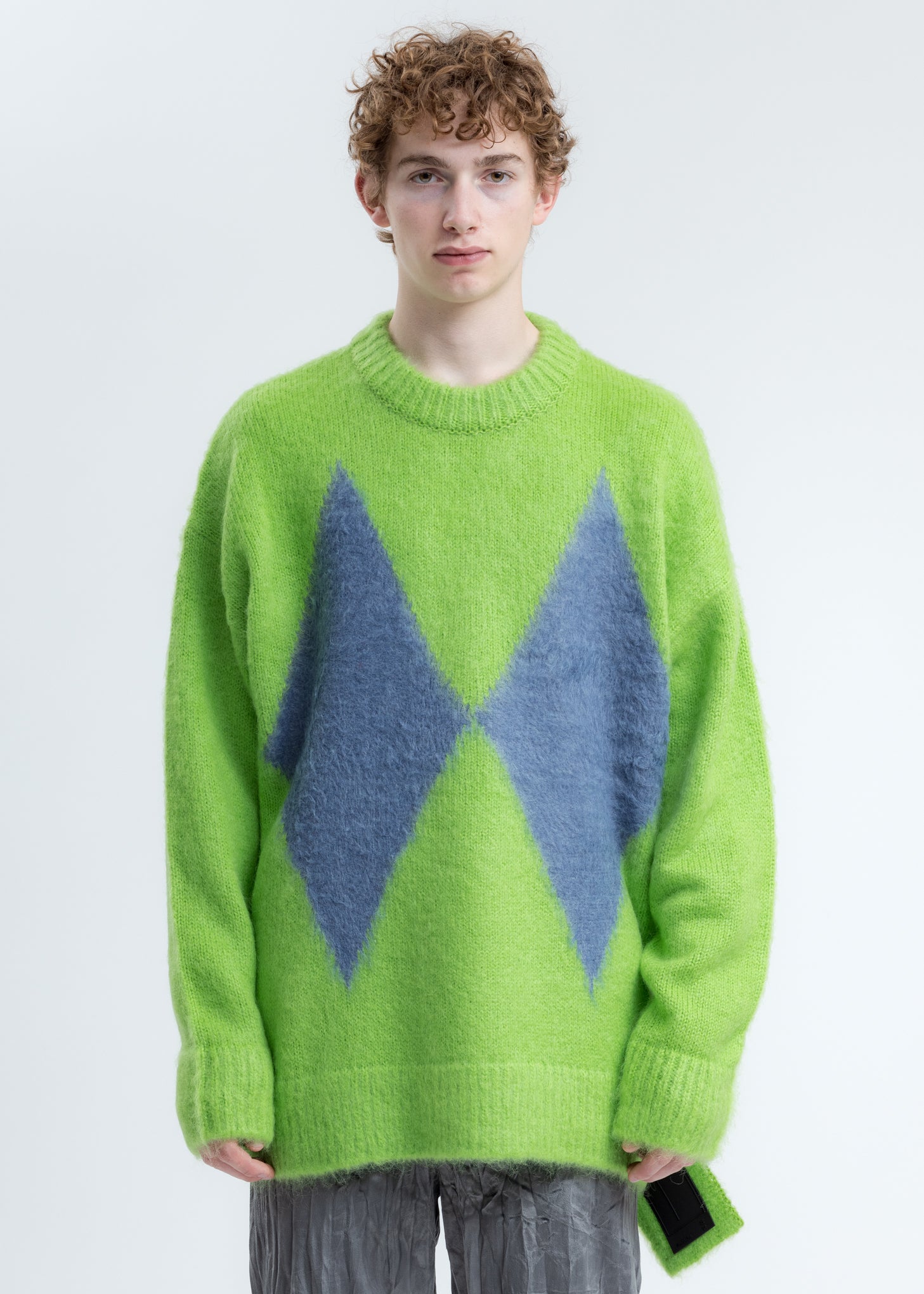 Green Argyle Knit Sweater – 017 Shop