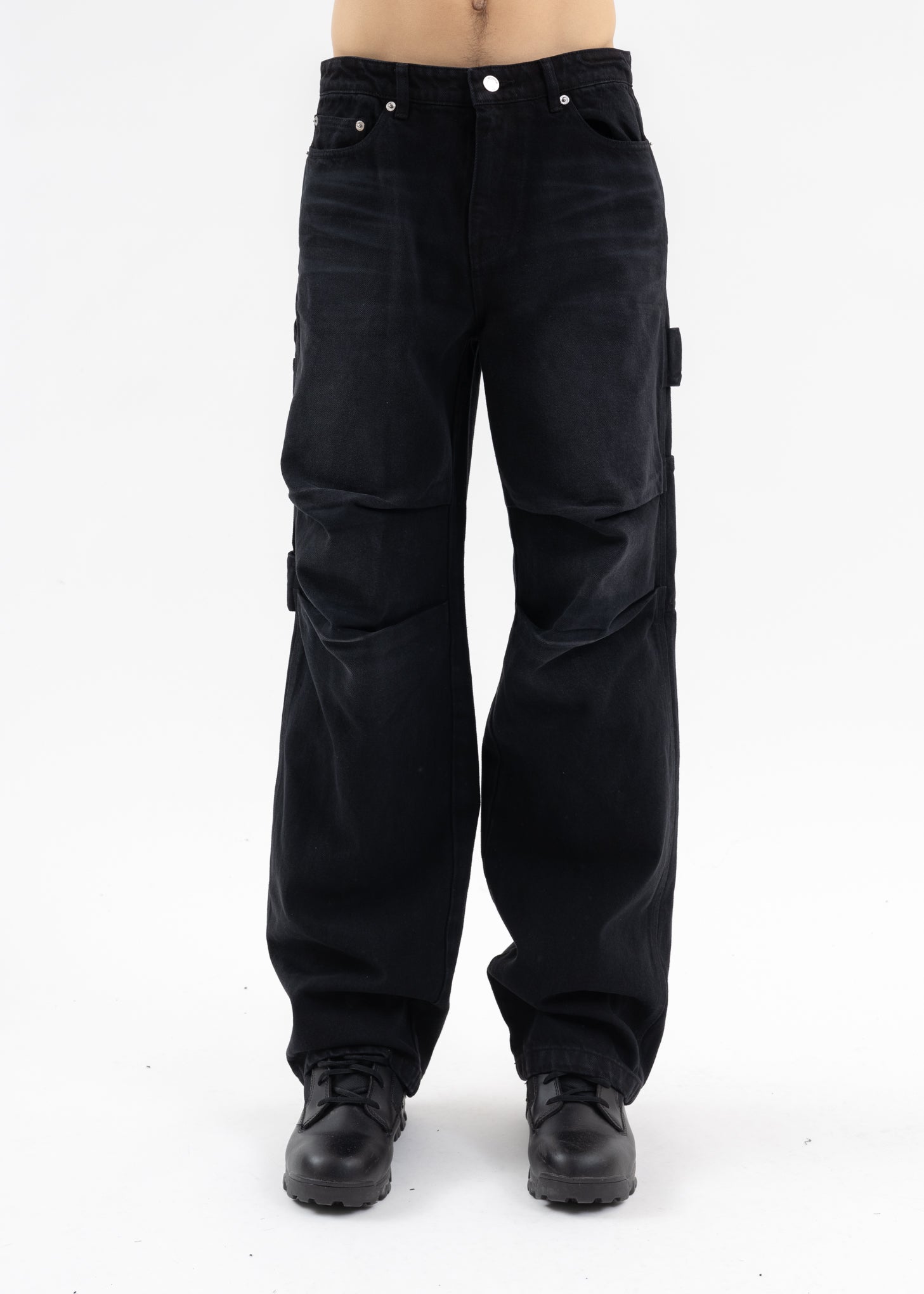 BLACK WIDE CARPENTER PANTS – 017 Shop