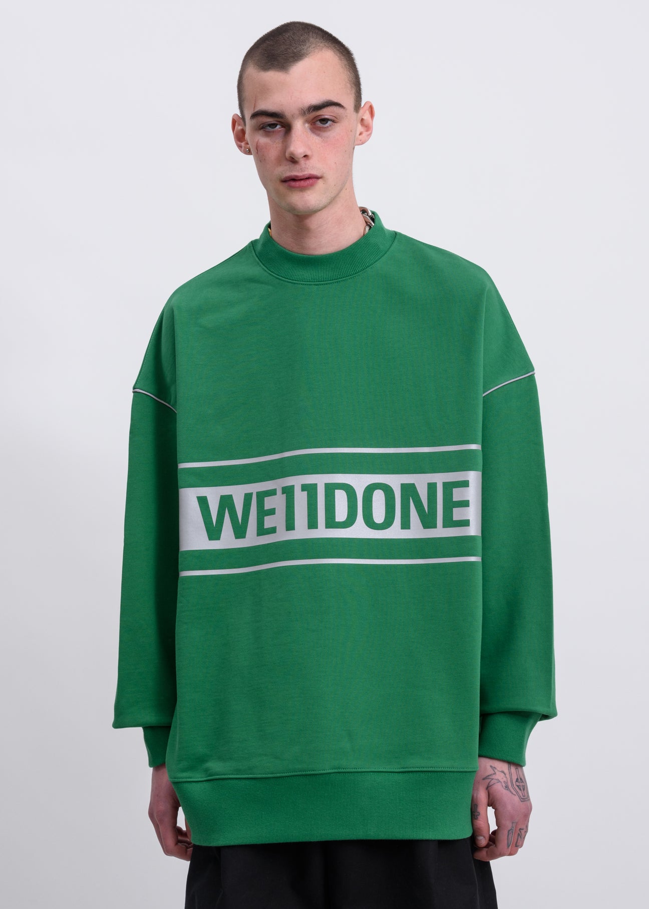 Green Reflective Logo Pullover Sweater – 017 Shop 