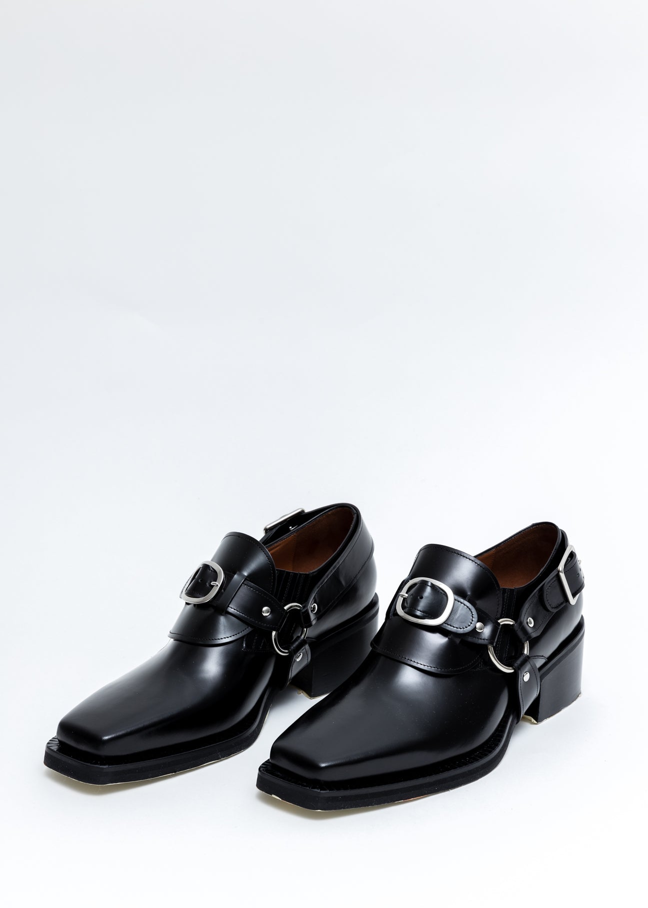 Black buckle loafers clearance