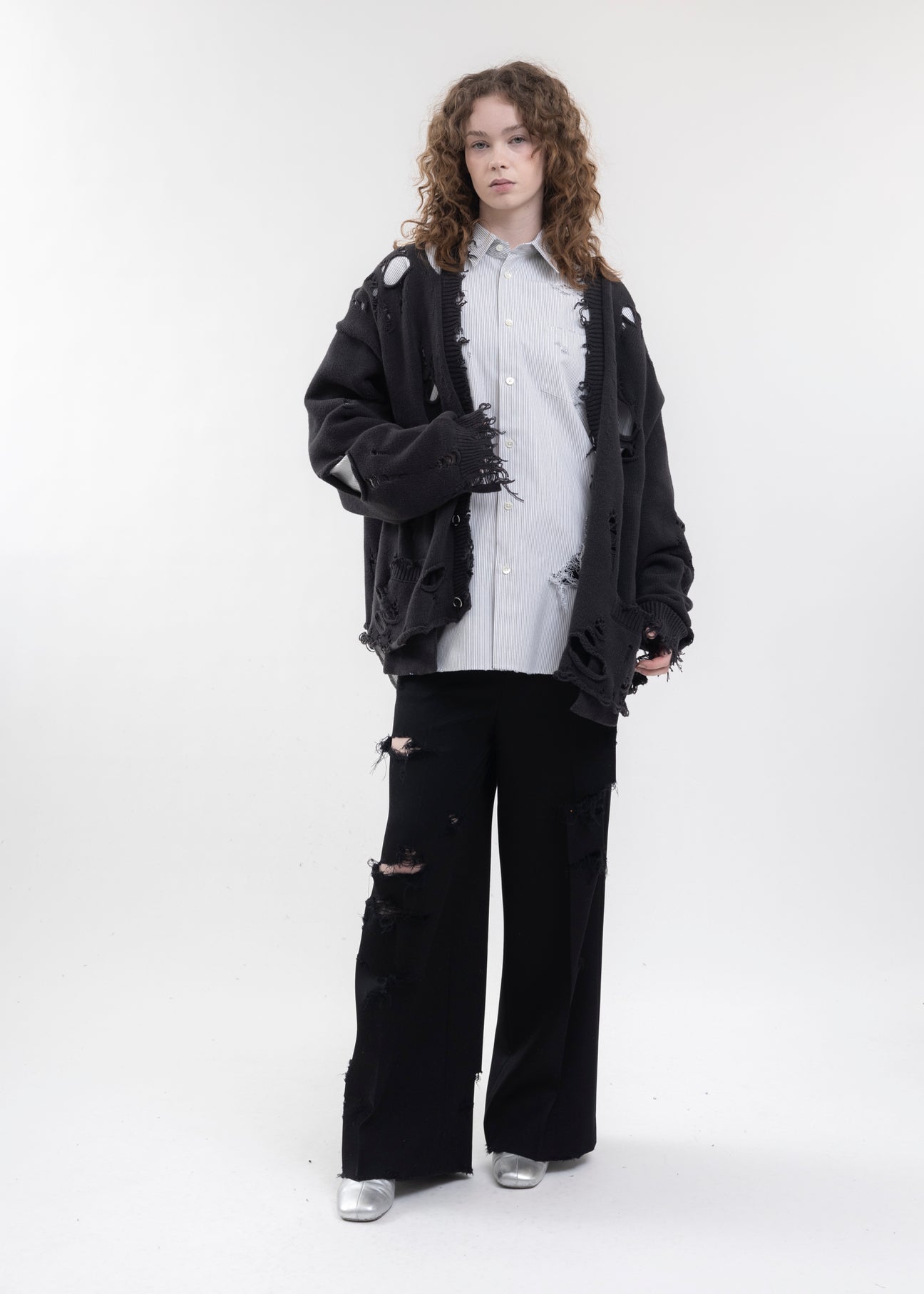 BLACK DESTROYED CARDIGAN – 017 Shop