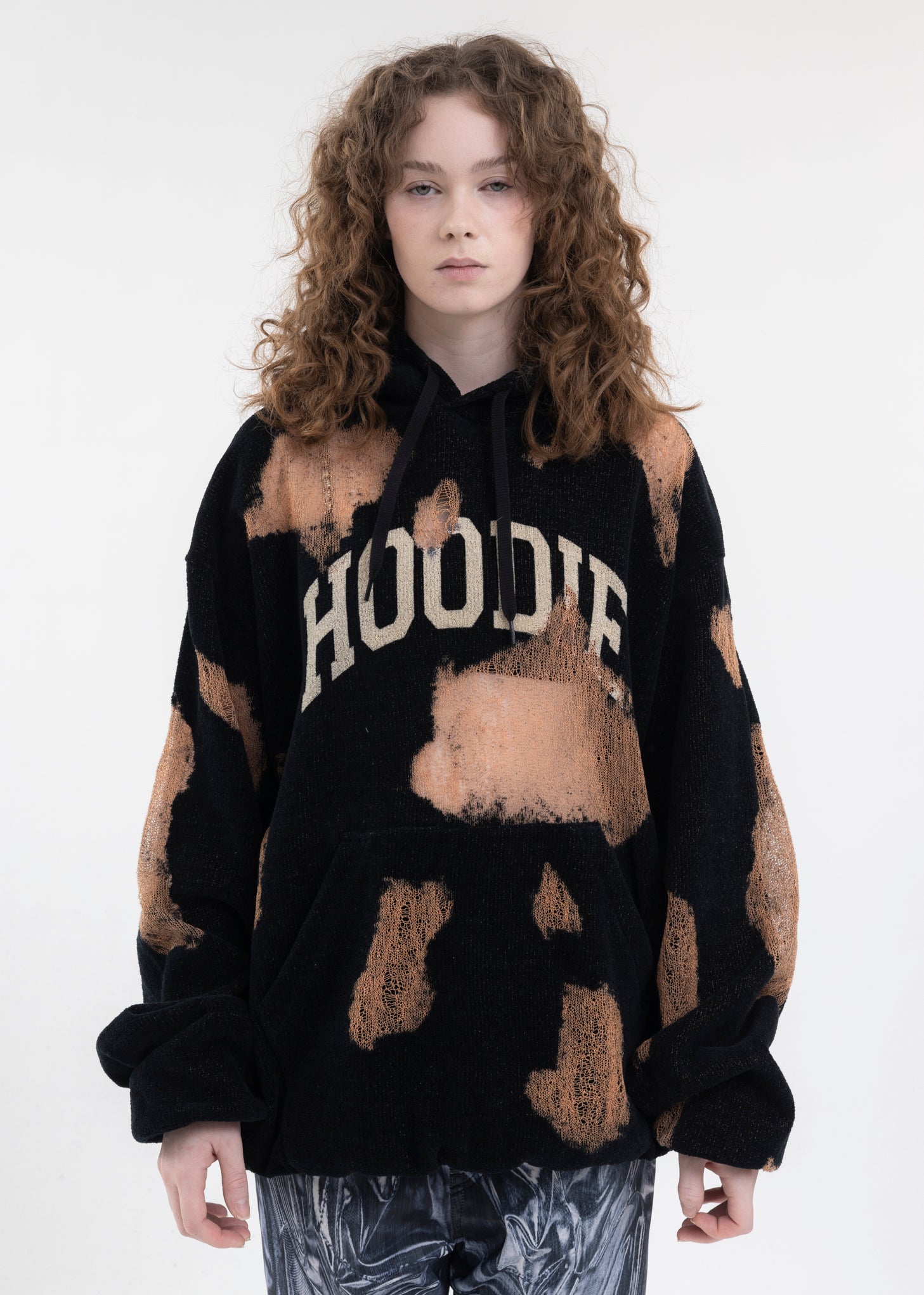 BLACK RIPPED OFF KNIT HOODIE – 017 Shop
