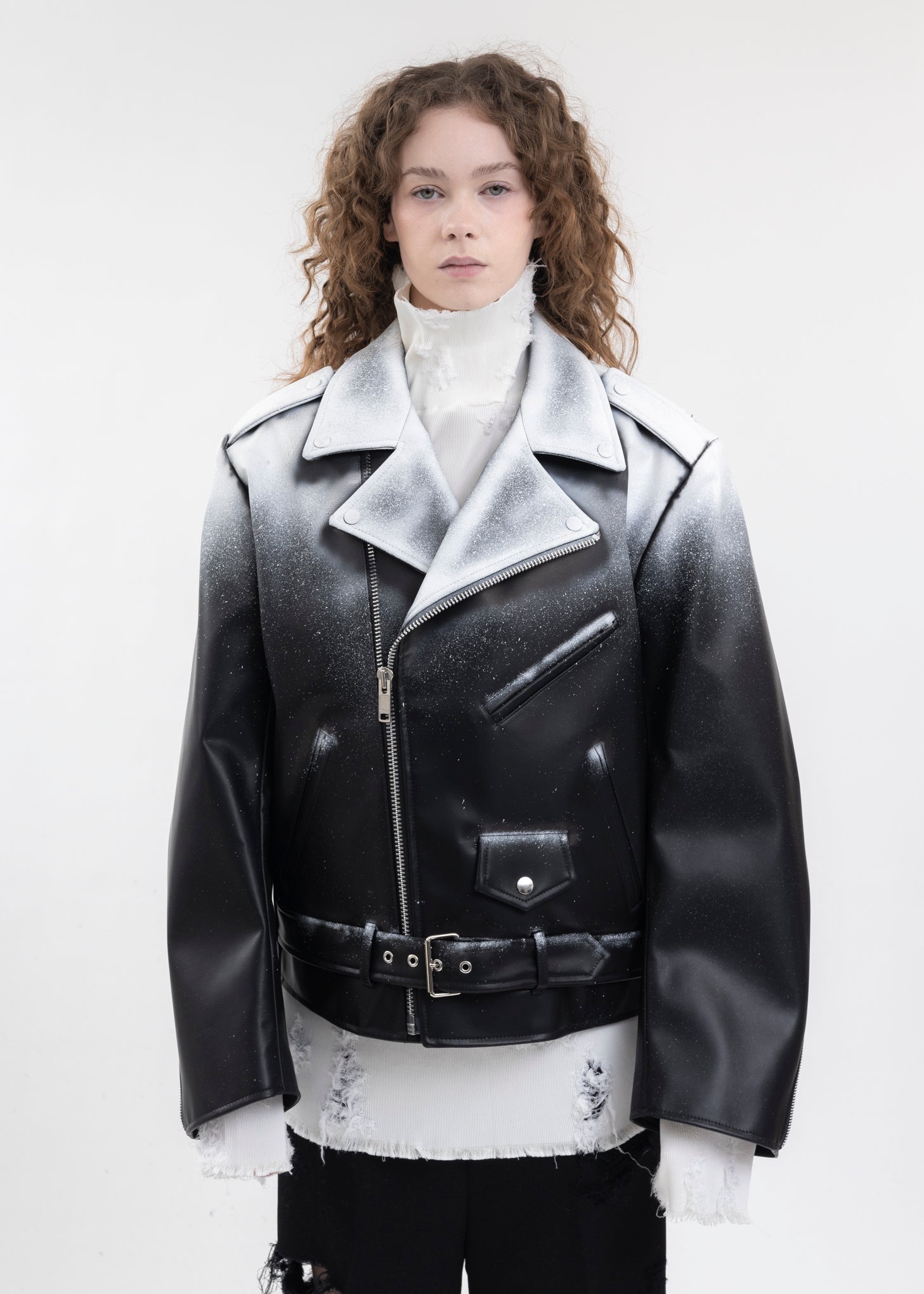 BLACK SNOW PAINTED RIDER'S JACKET – 017 Shop