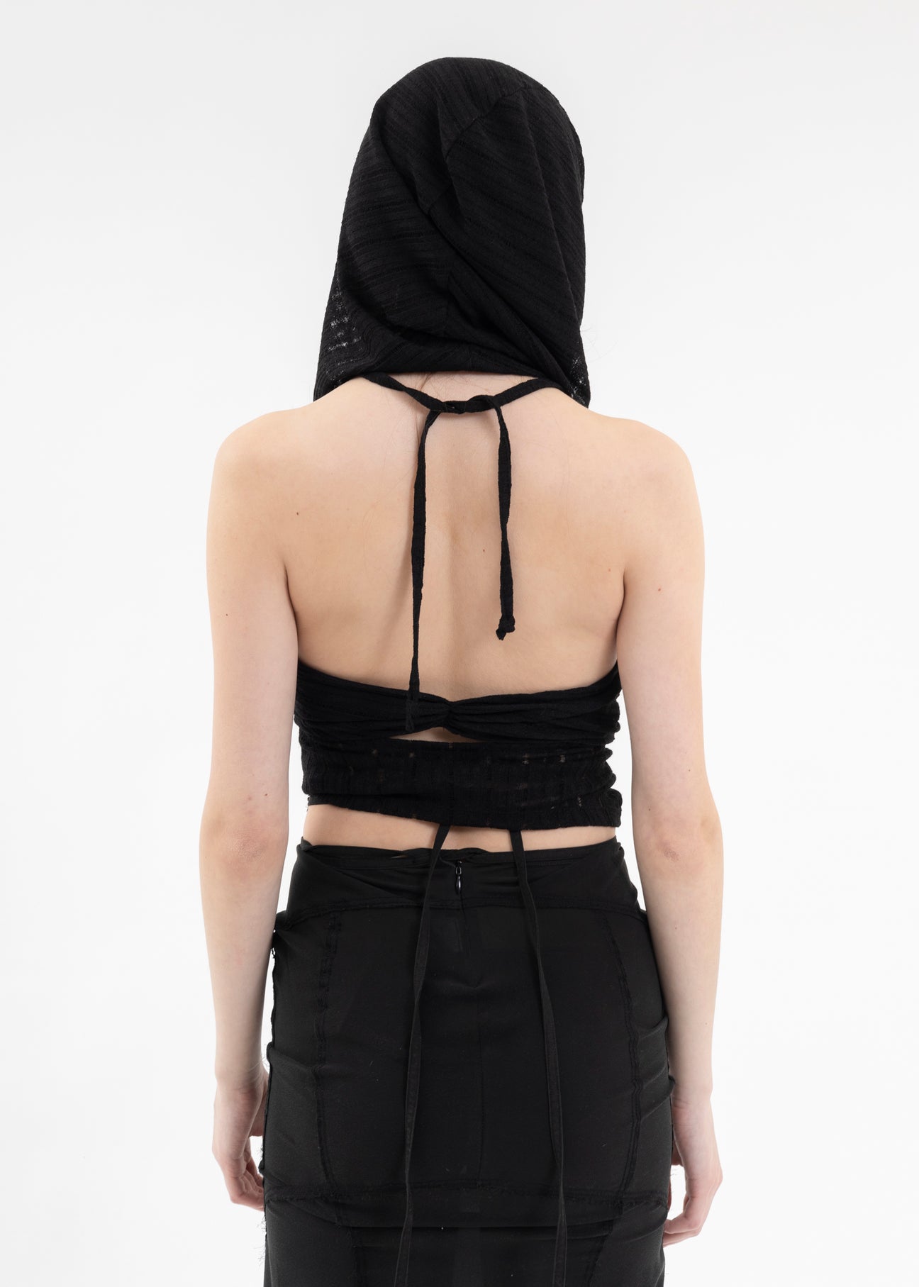 BLACK HOODED HALTER TOP – 017 Shop