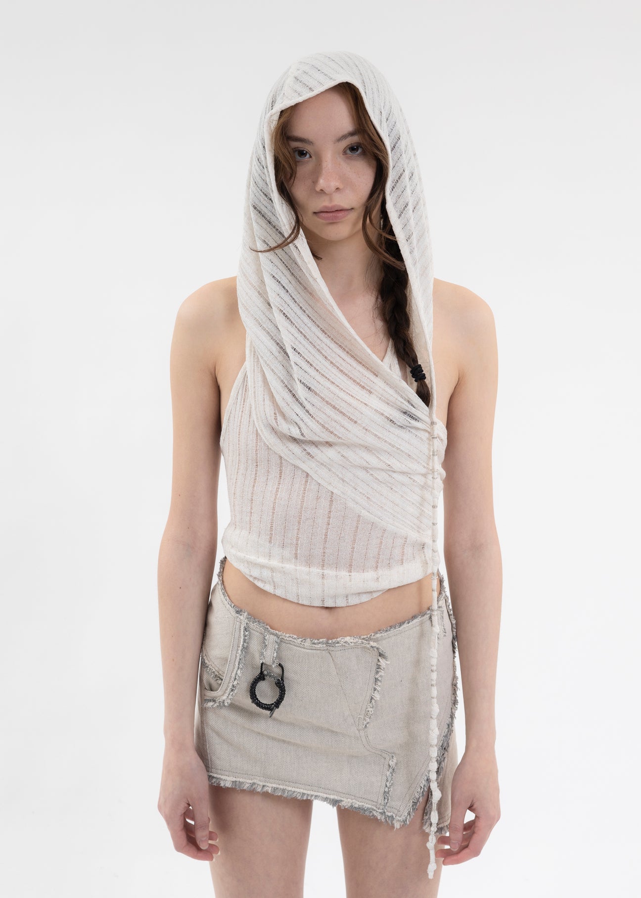 IVORY HOODED HALTER TOP – 017 Shop
